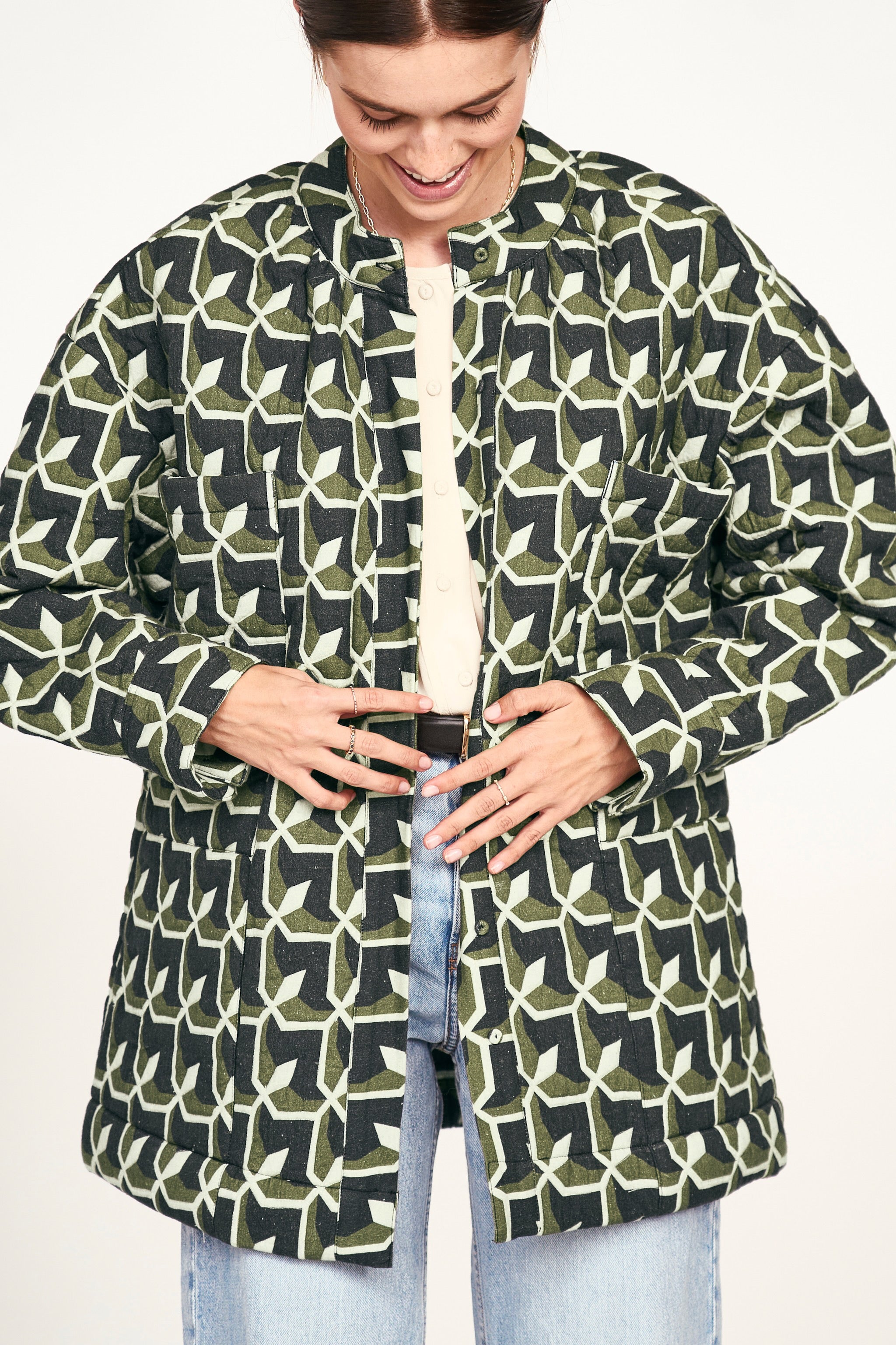 Jacket in Olive Parquet
