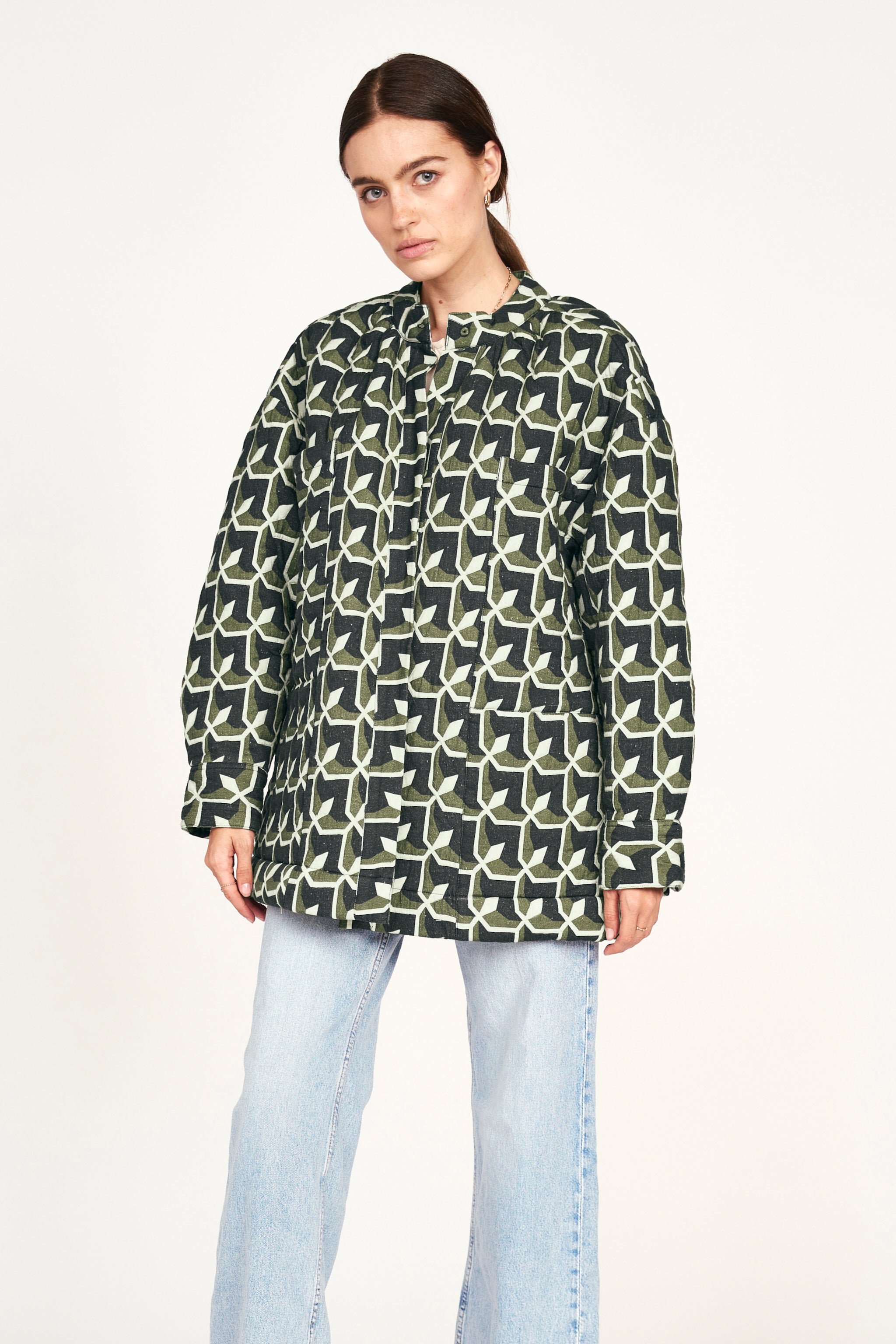 Jacket in Olive Parquet
