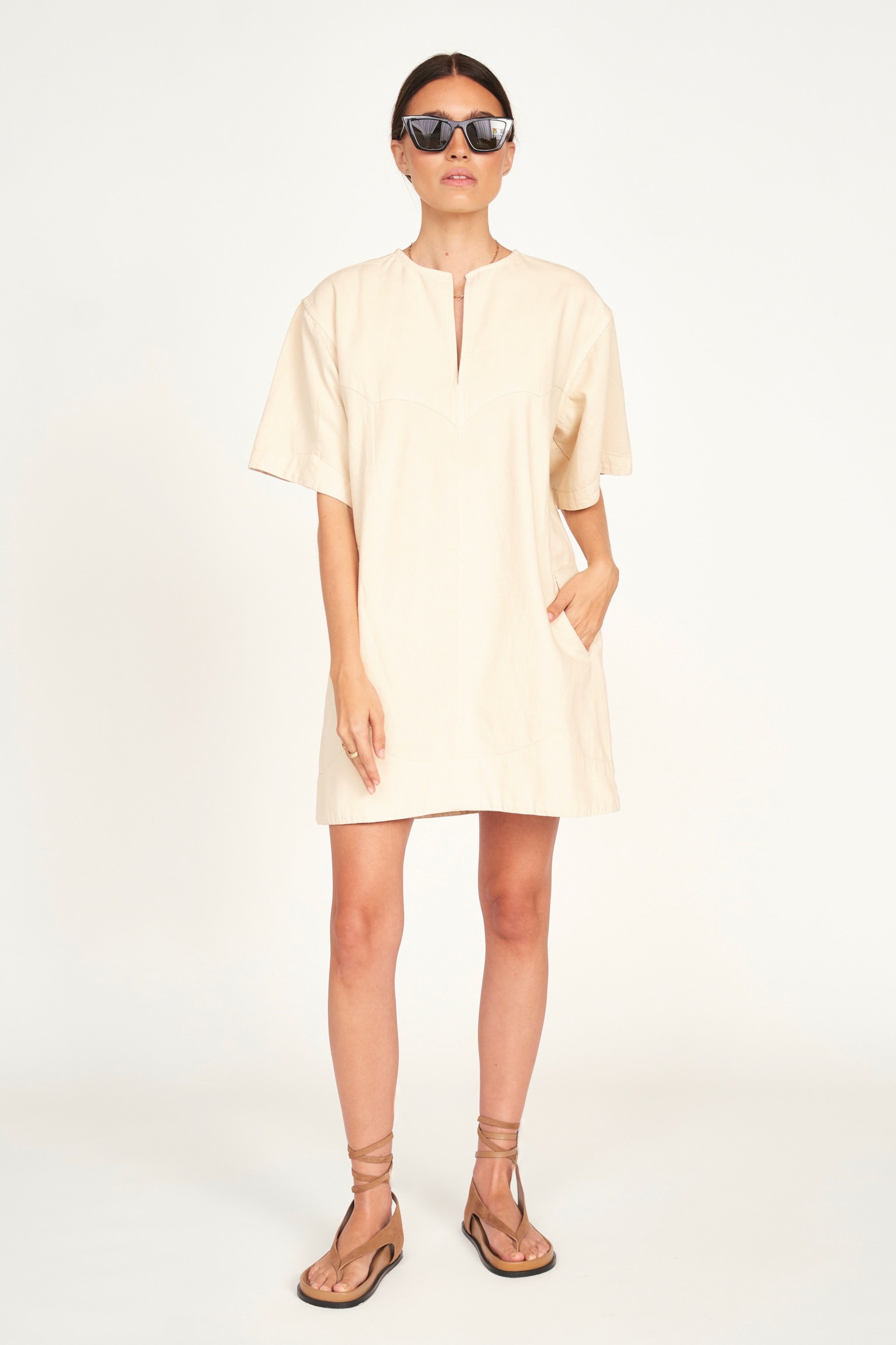 Dress in Cream Canvas