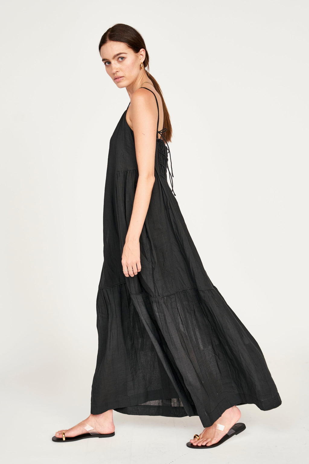 Soft V neckline Ankle length dress