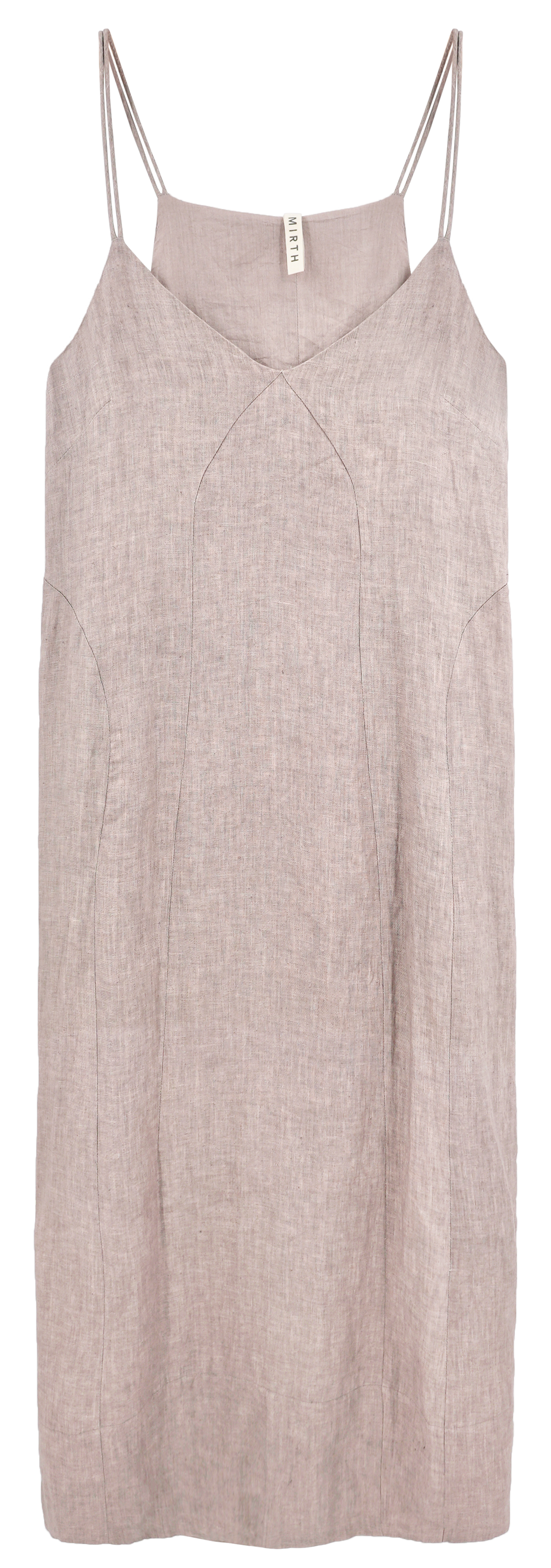 Dress in Mushroom Linen deep V neckline