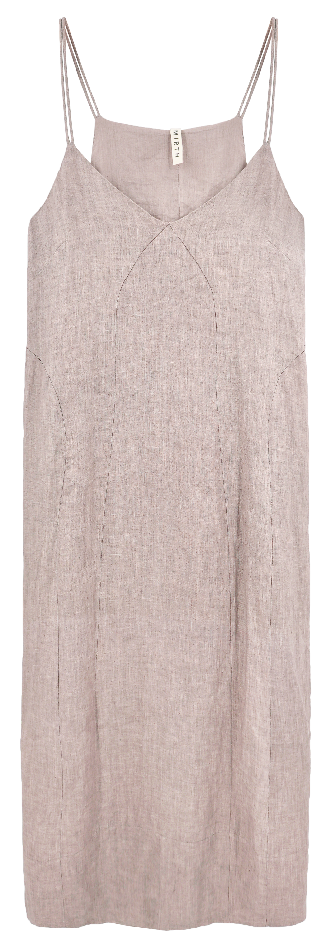 Dress in Mushroom Linen deep V neckline