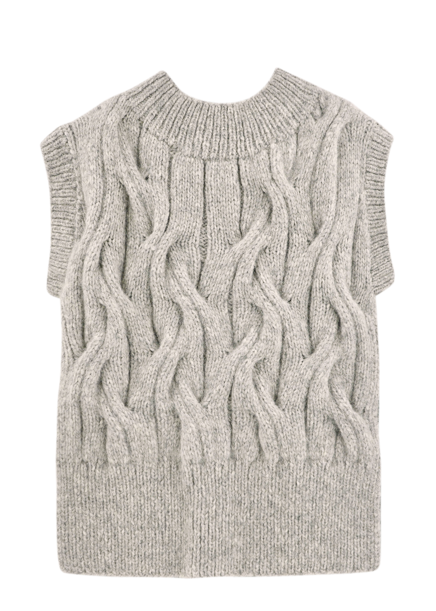 Hand Knit Sweater Vest in Dove Grey