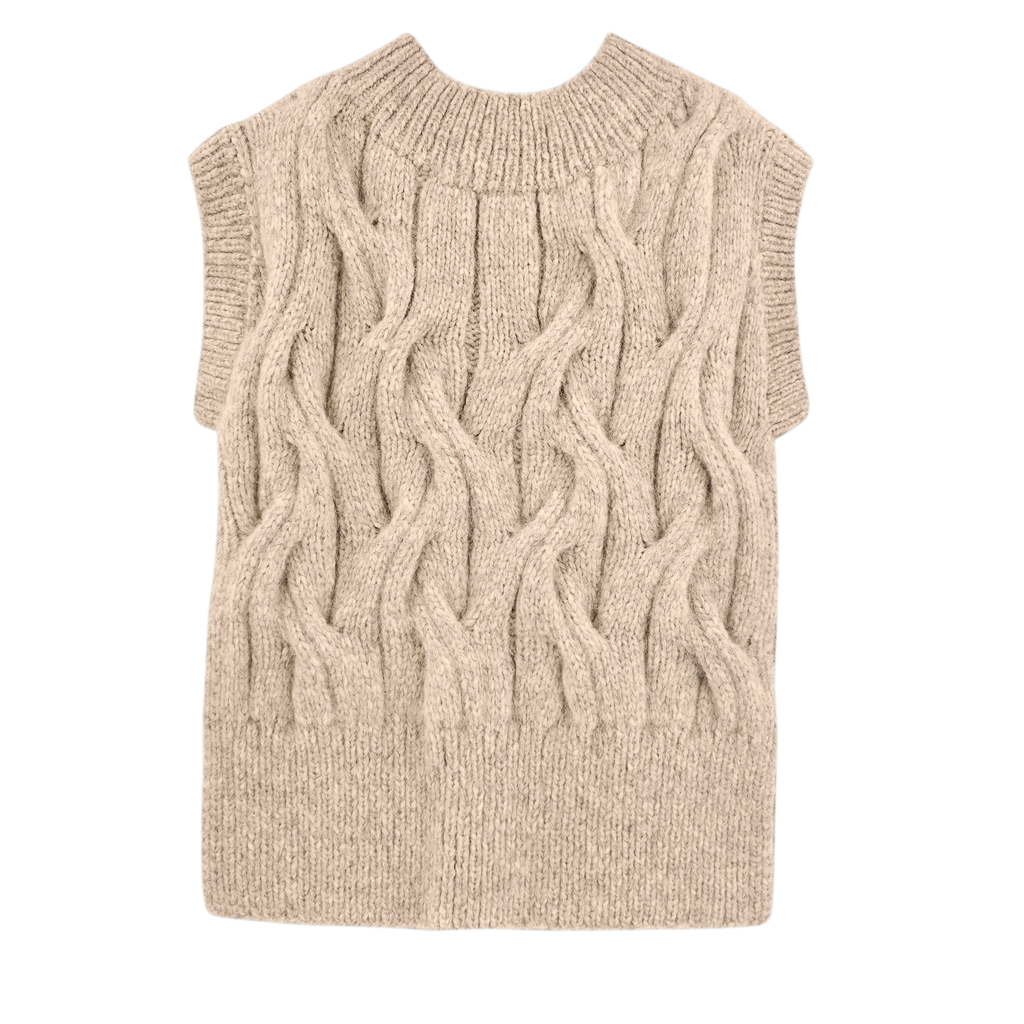 Hand Knit Sweater Vest in Camel