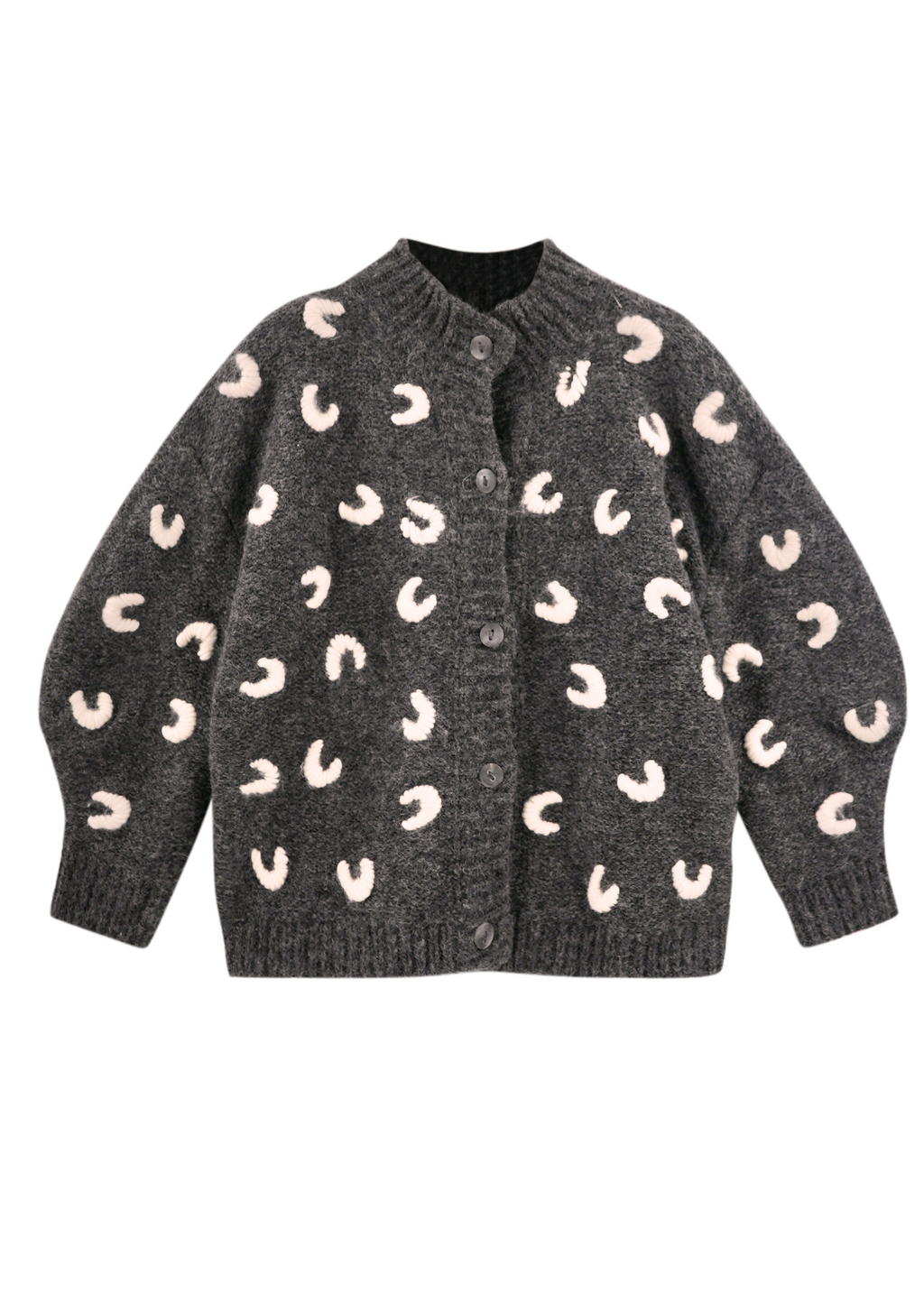 Croissant Cardigan in Slate/Ivory
