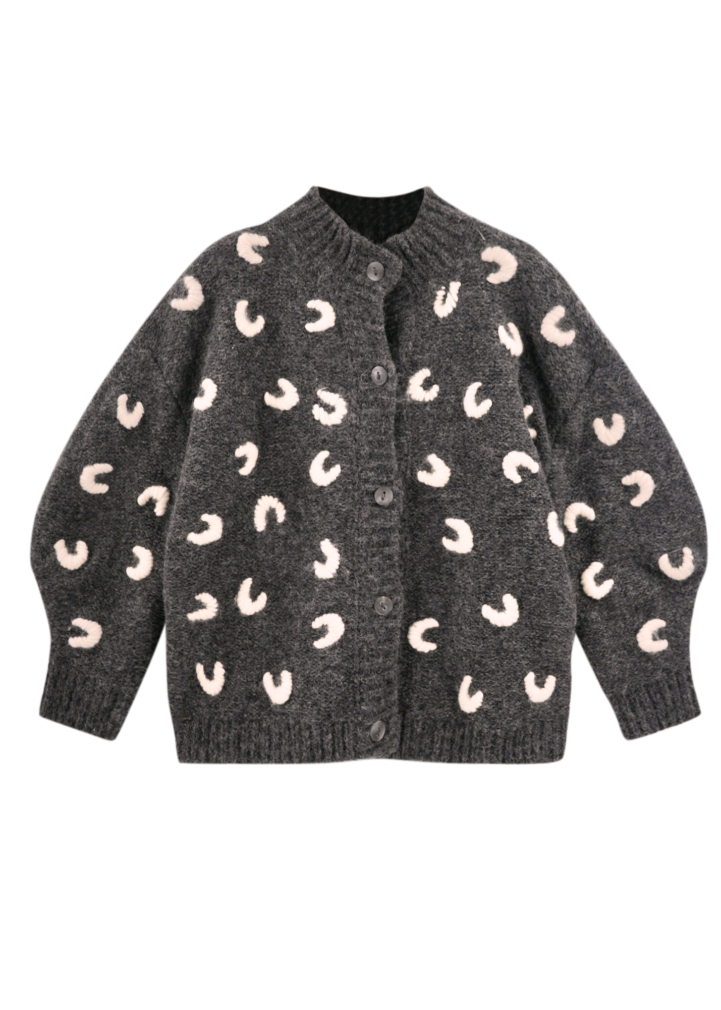 Croissant Cardigan in Slate/Ivory