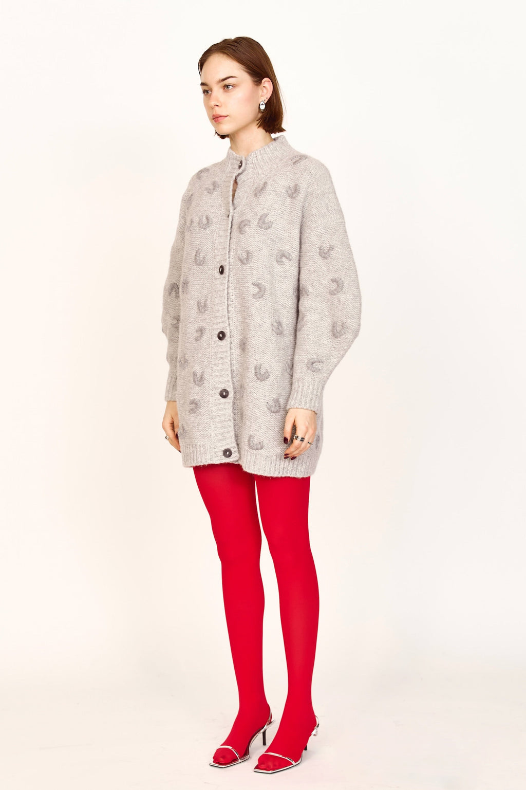Long Croissant Cardigan in Dove Grey
