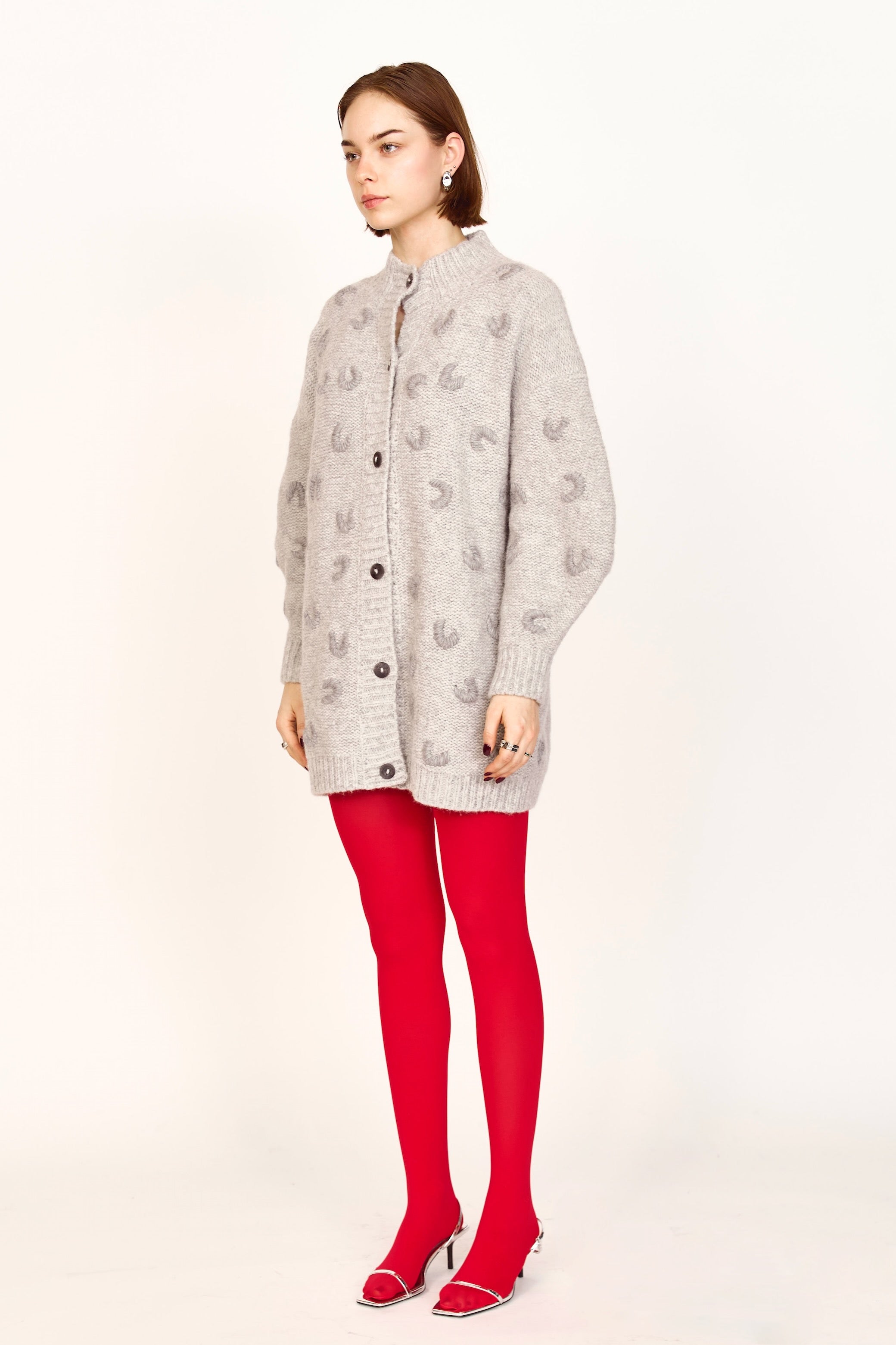 Long Croissant Cardigan in Dove Grey