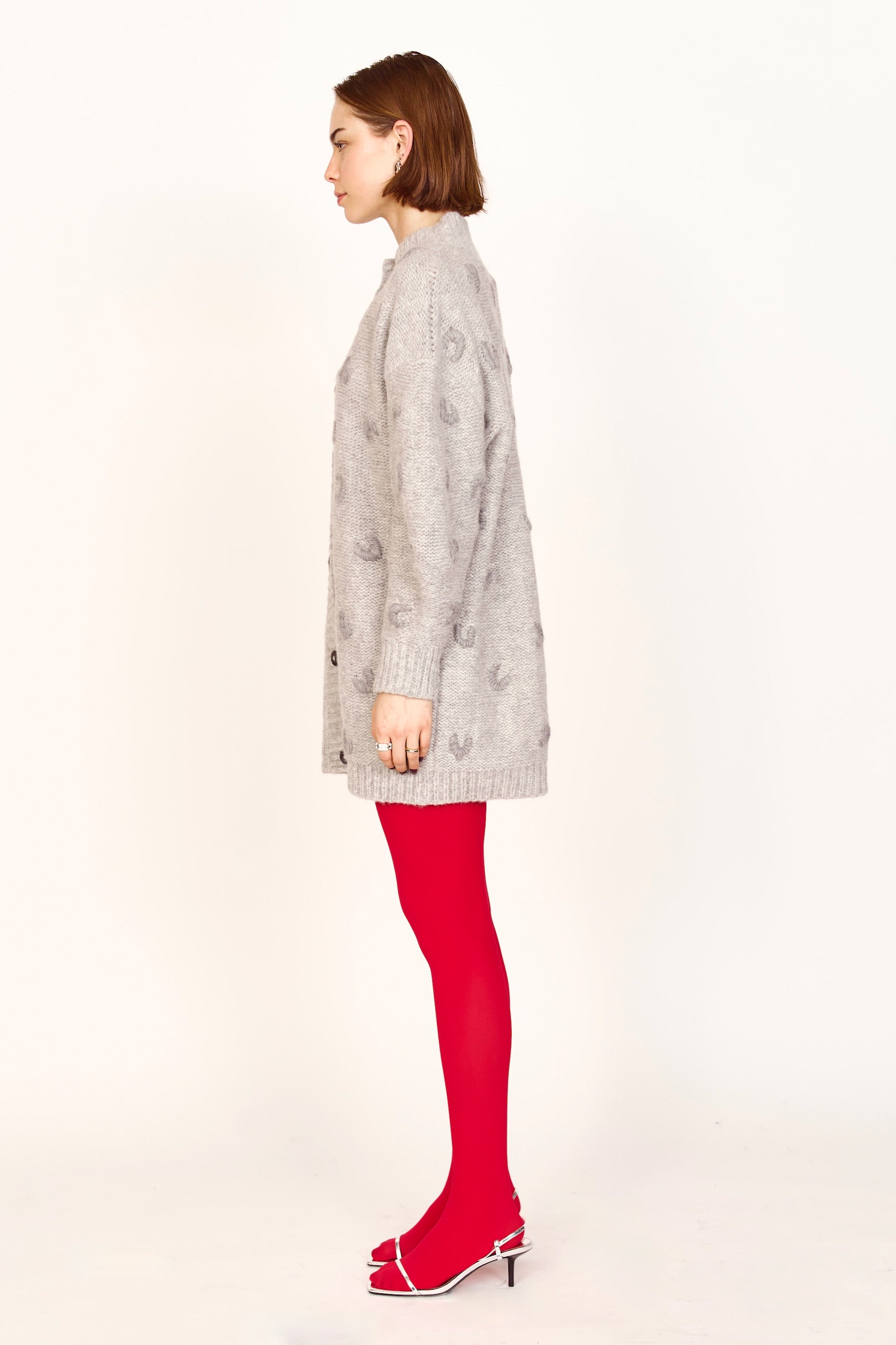 Long Croissant Cardigan in Dove Grey