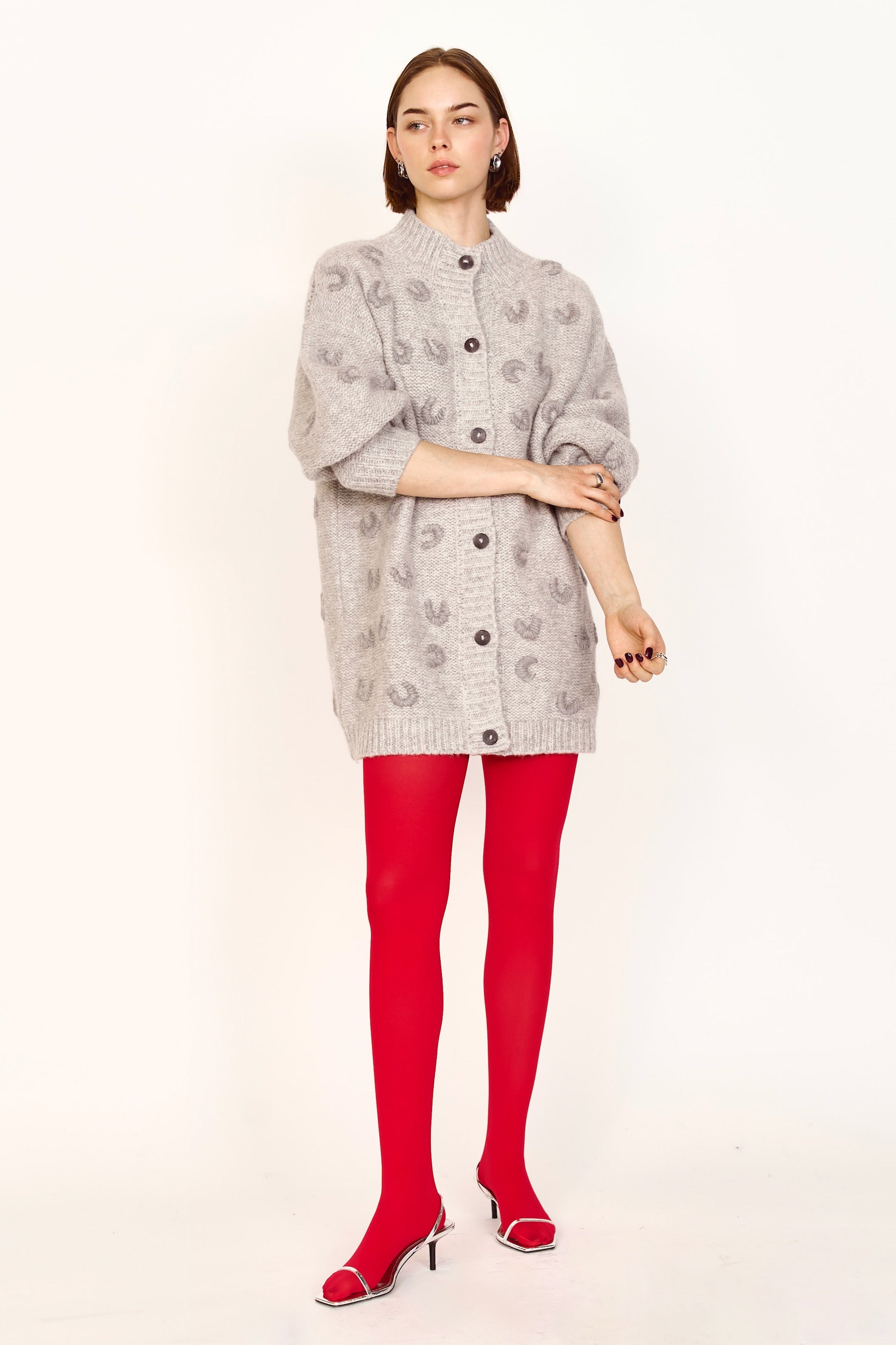 Long Croissant Cardigan in Dove Grey