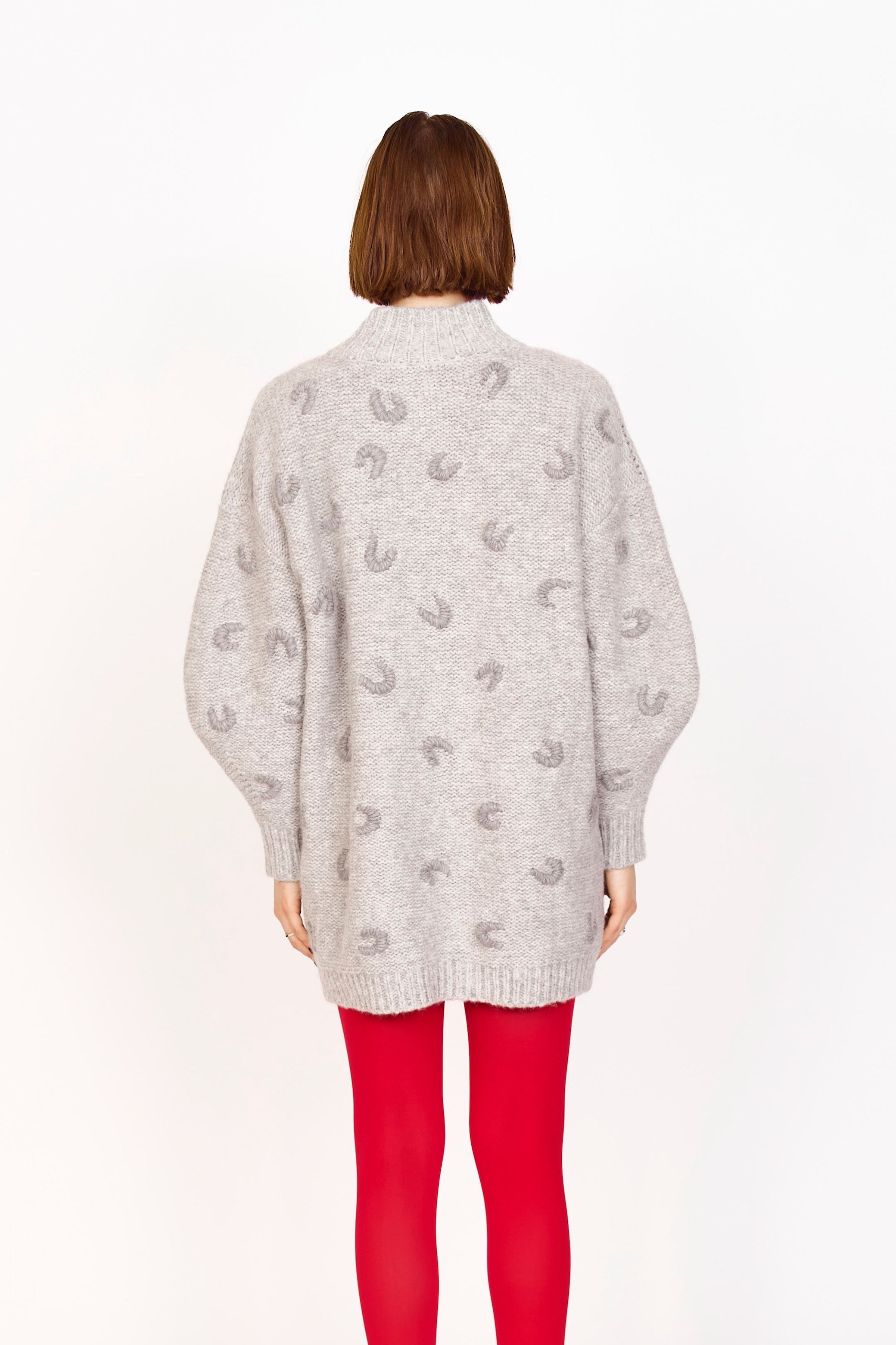 Long Croissant Cardigan in Dove Grey