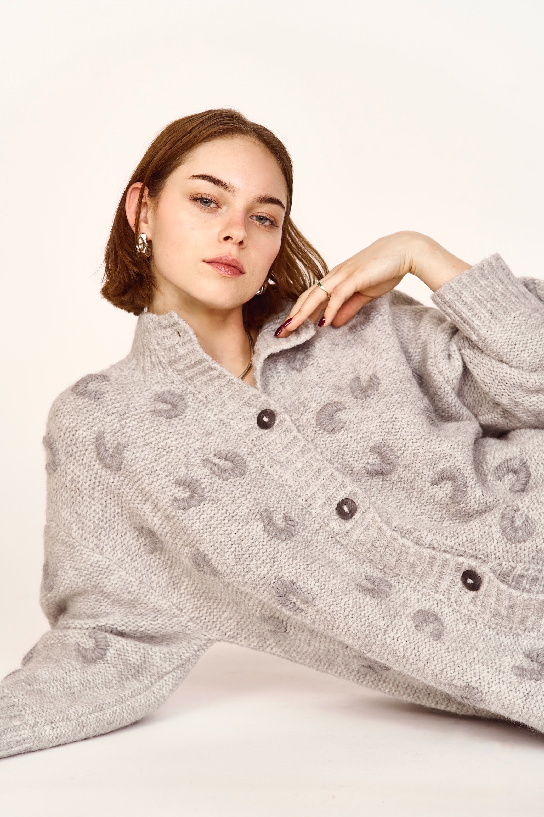 Long Croissant Cardigan in Dove Grey
