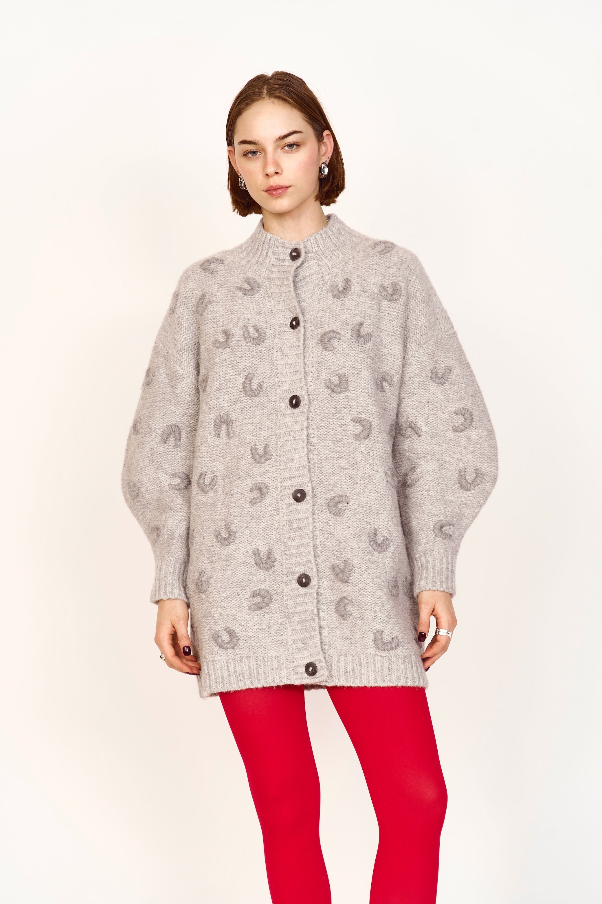 Long Croissant Cardigan in Dove Grey