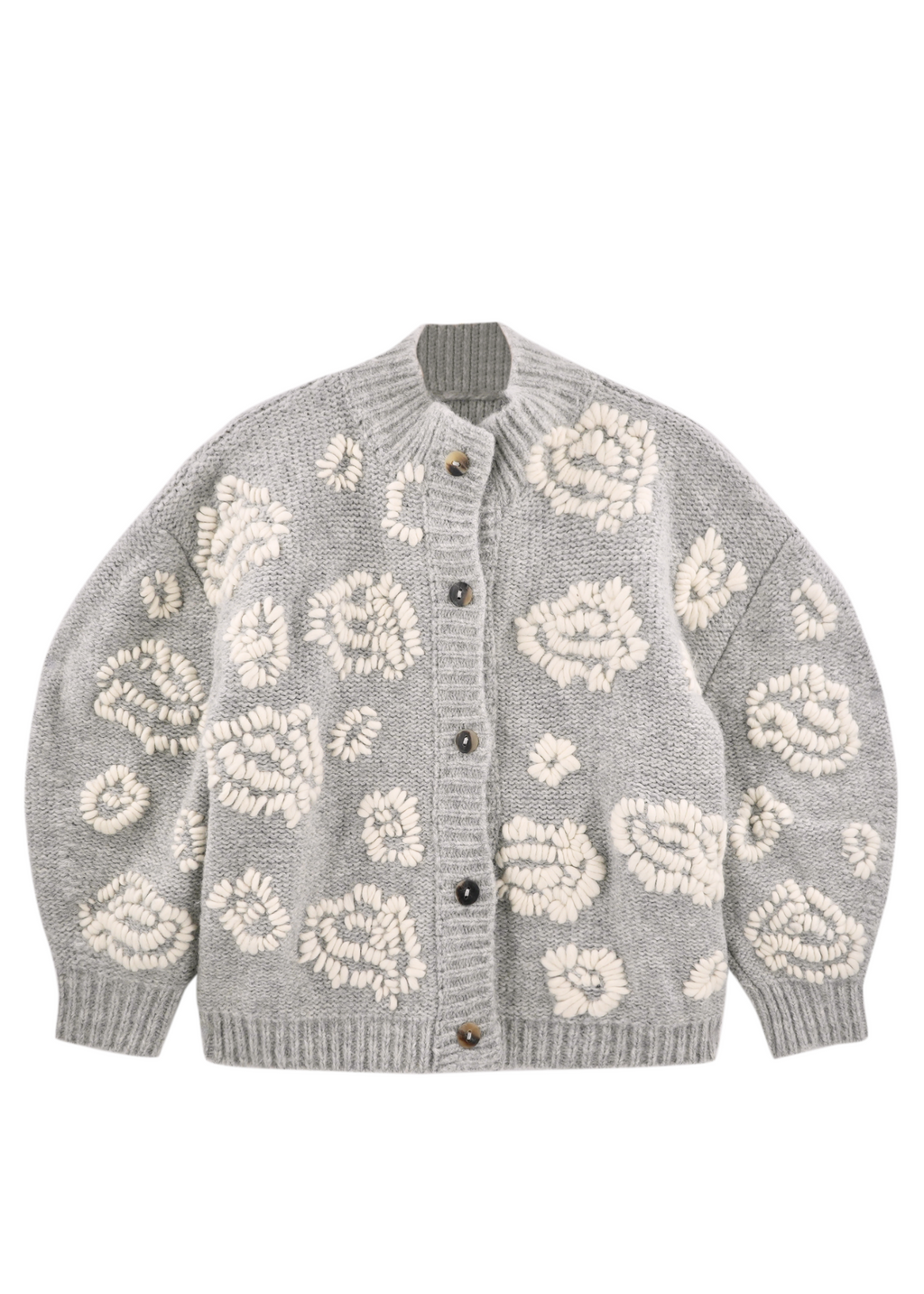 Waterlily Cardigan in Dove Grey/Ivory