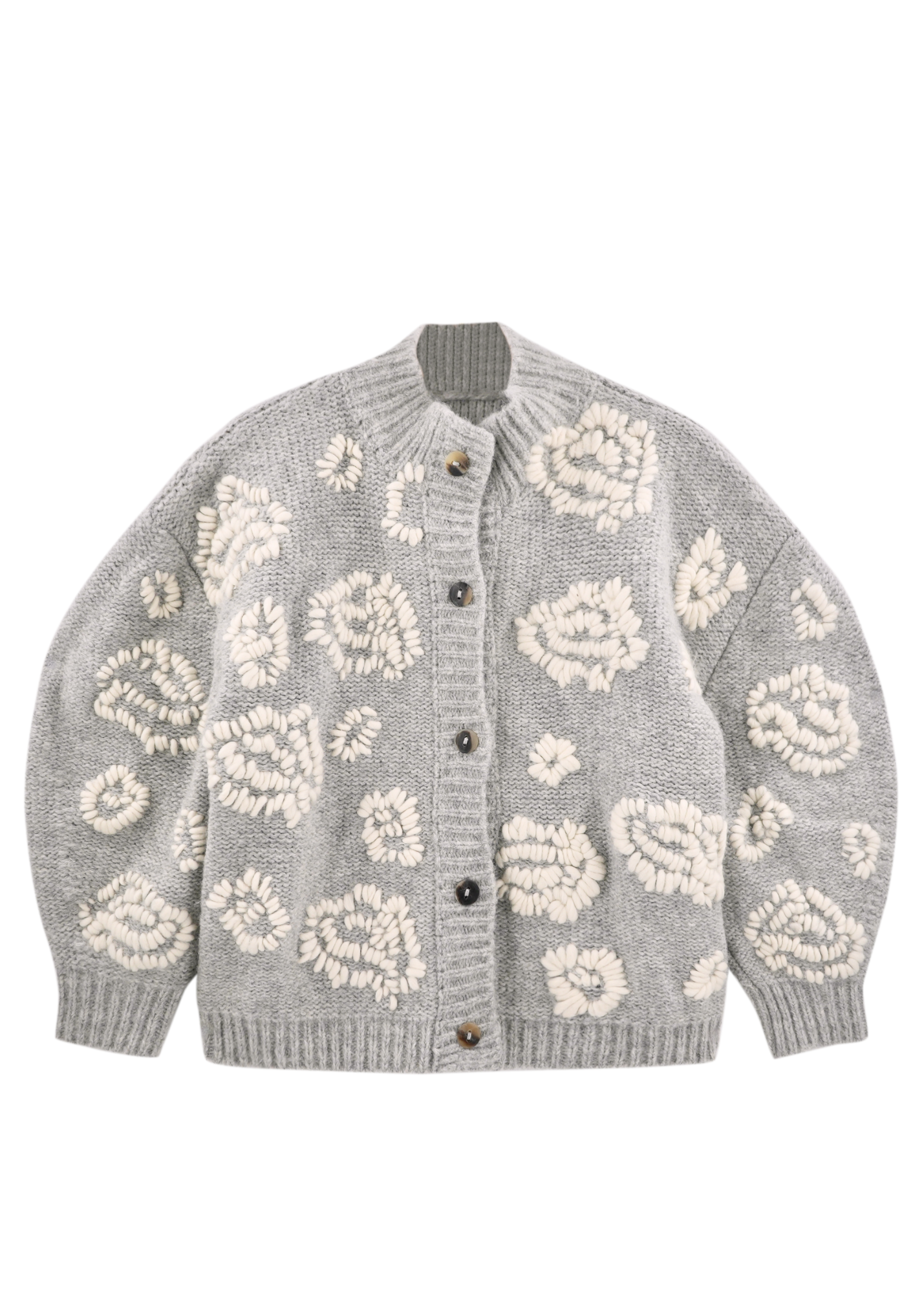 Waterlily Cardigan in Dove Grey/Ivory