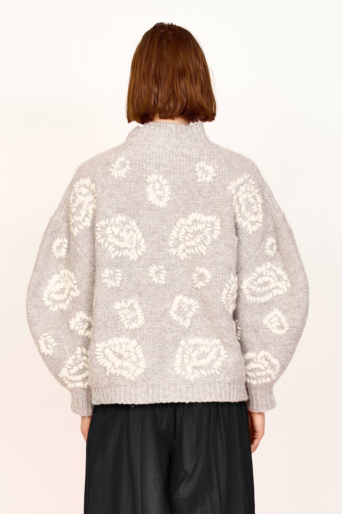 Waterlily Cardigan in Dove Grey/Ivory