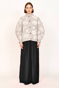 Waterlily Cardigan in Dove Grey/Ivory