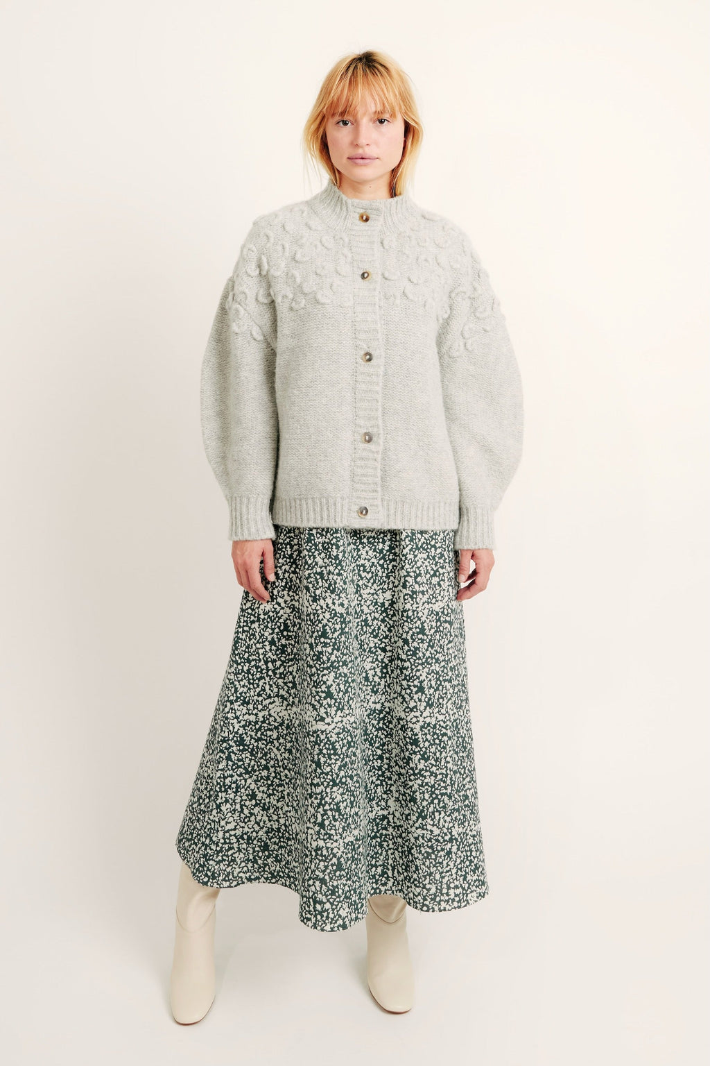 Croissant Cardigan in Dove Grey