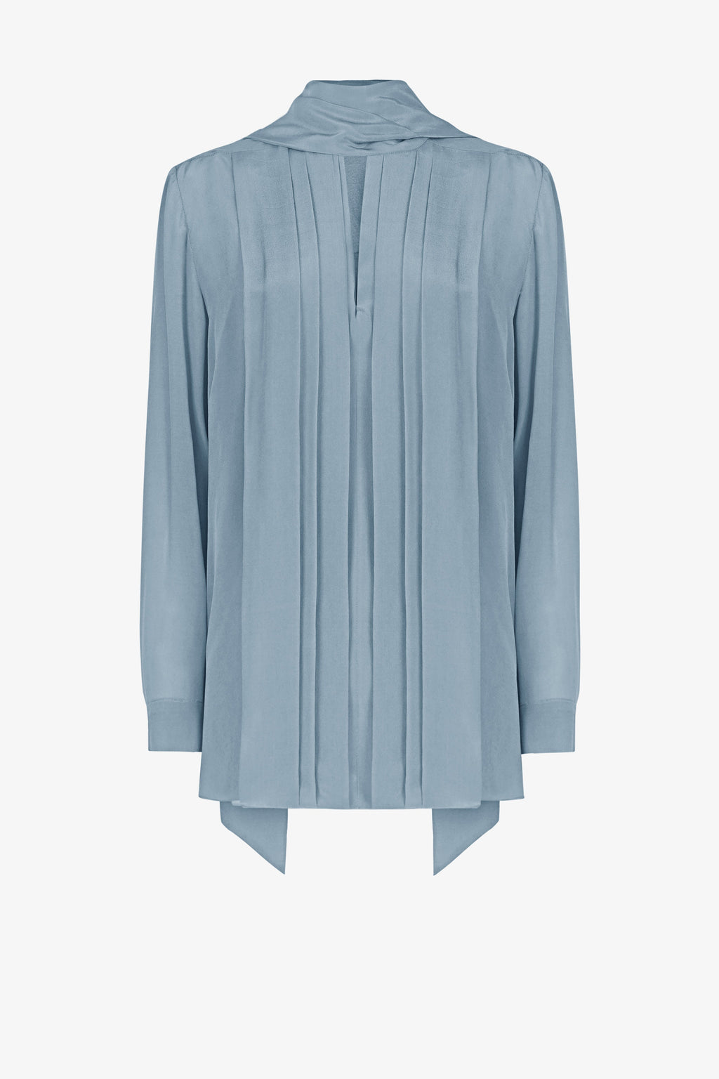 Square scarf pleated shirt