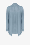 Pleated square scarf shirt