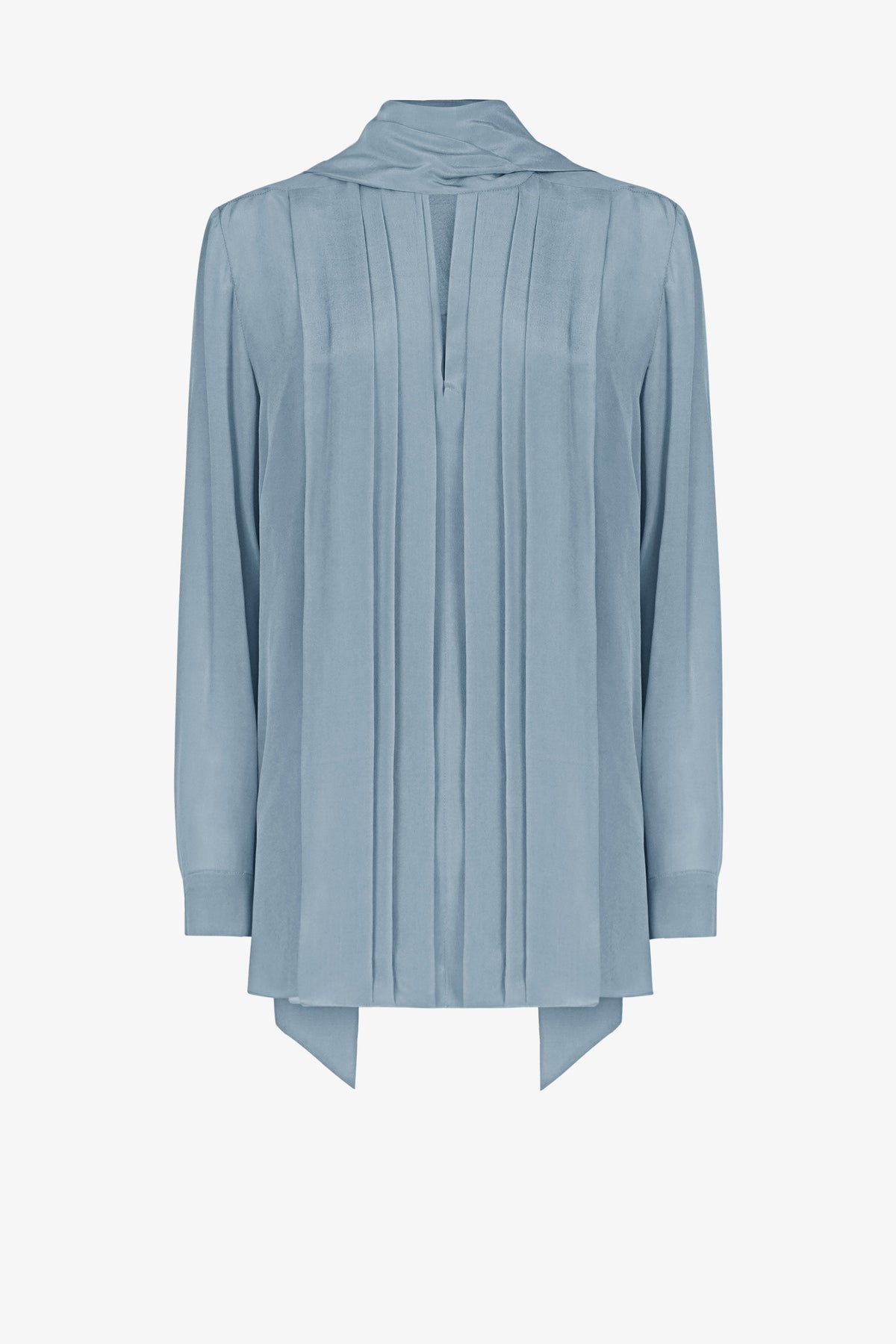 Pleated square scarf shirt