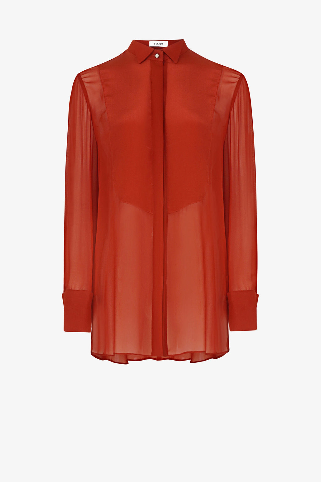 Twill silk Wingtip neck shirt