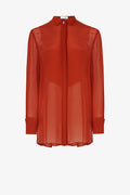 Twill silk Wingtip neck shirt