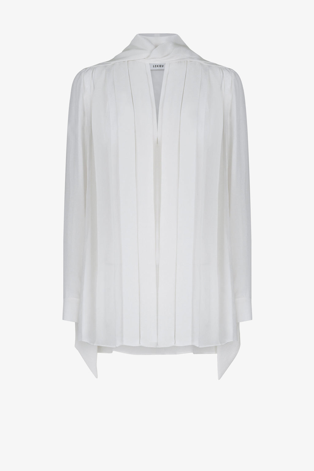 Pleated square scarf shirt