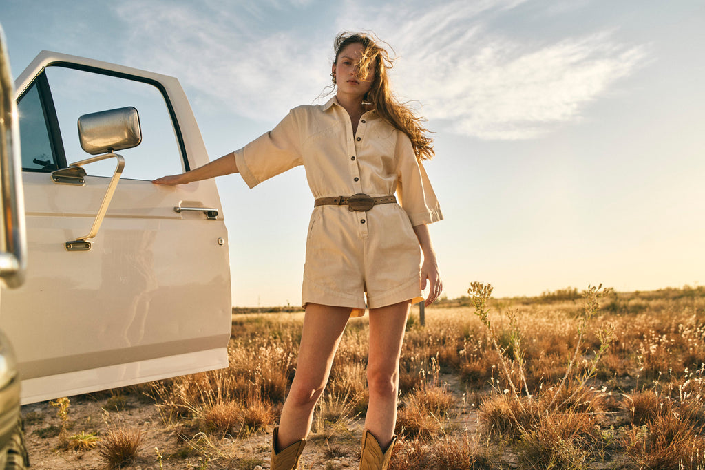 Romper in Cream Canvas