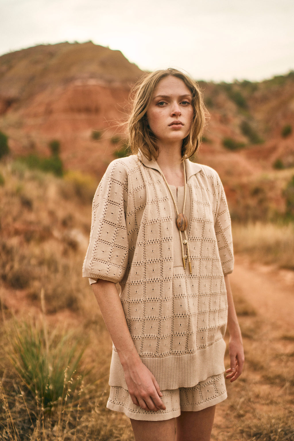 Pointelle Knit Top in Shell