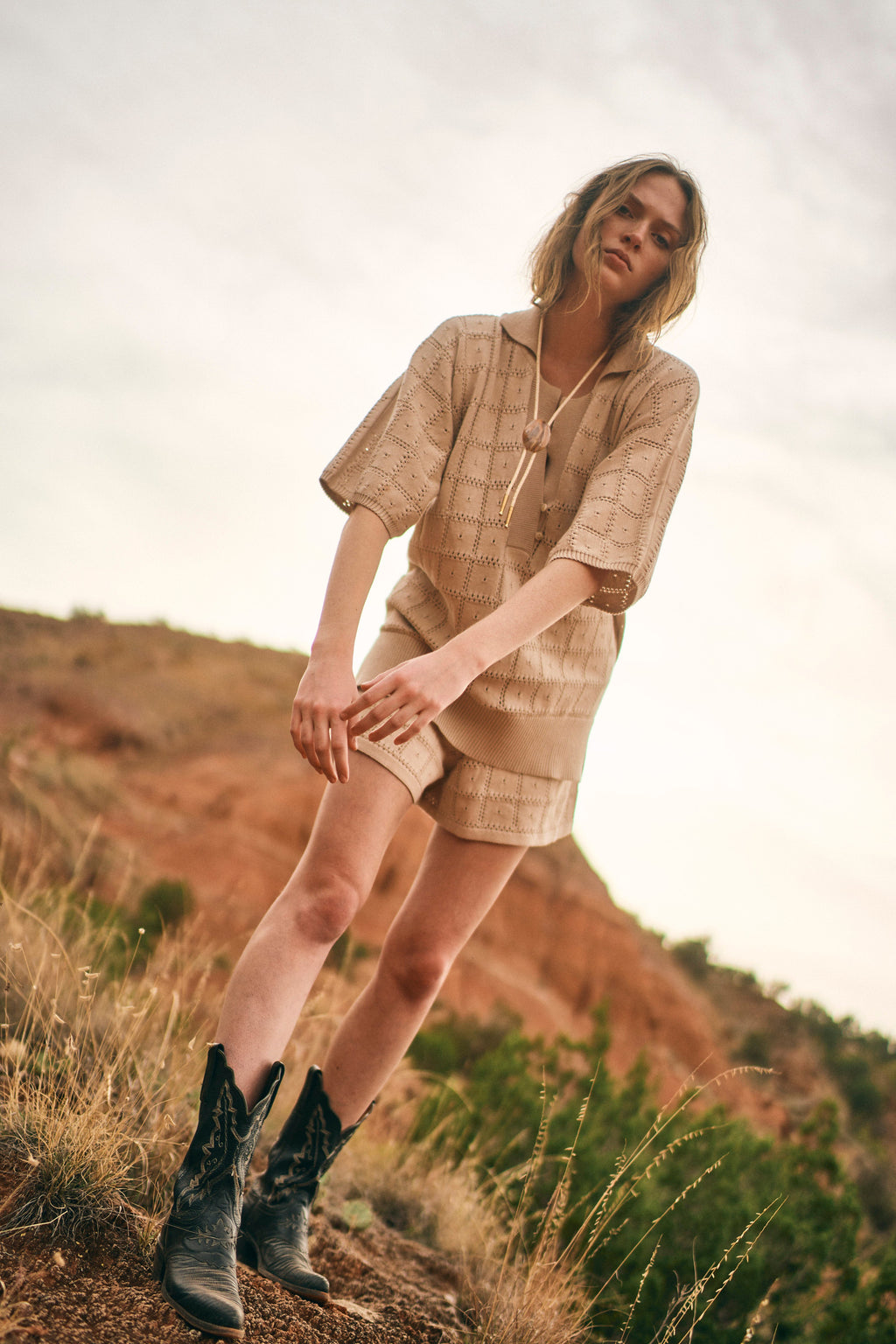 Pointelle Knit Top in Shell