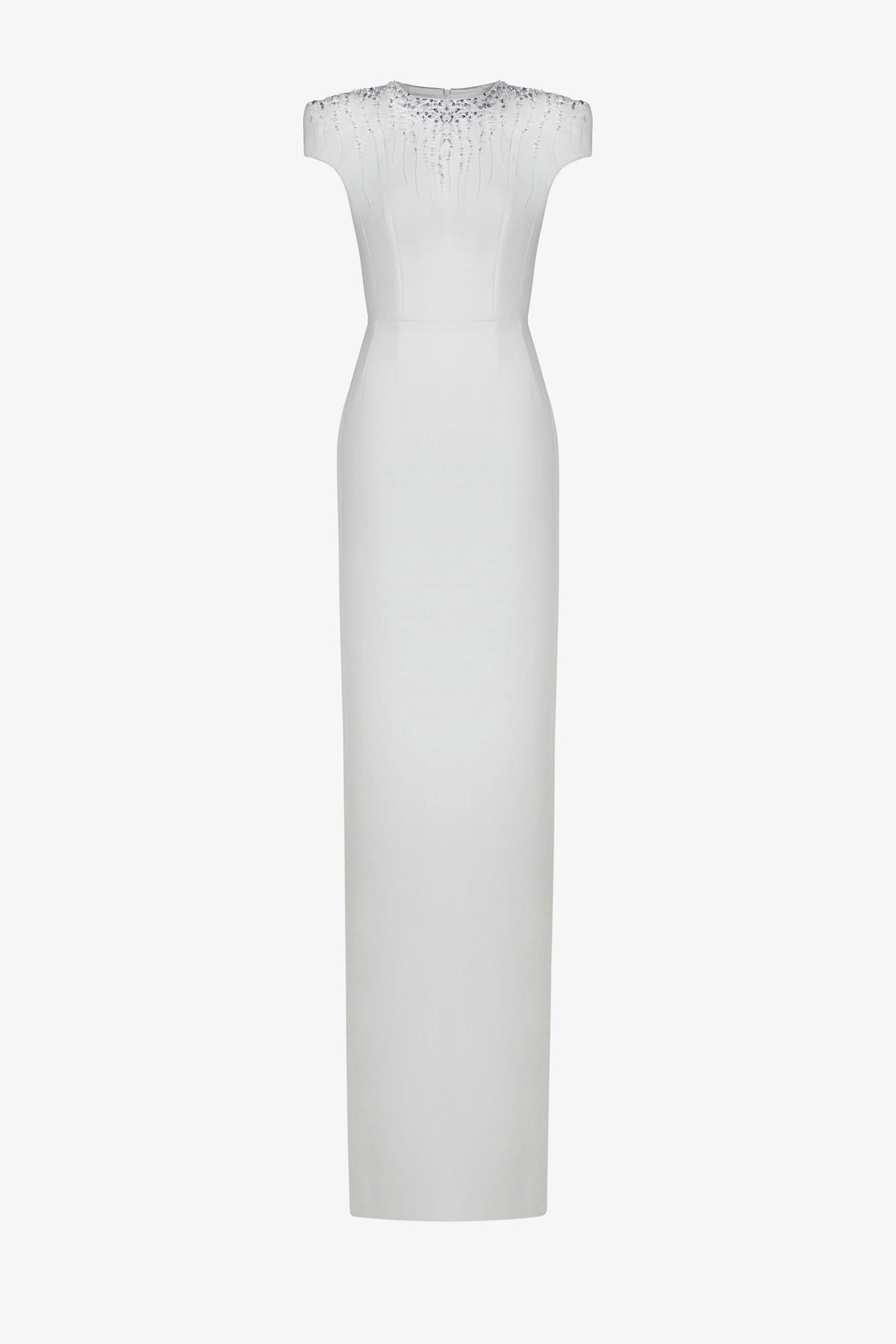 Broken diamond right shoulder dress