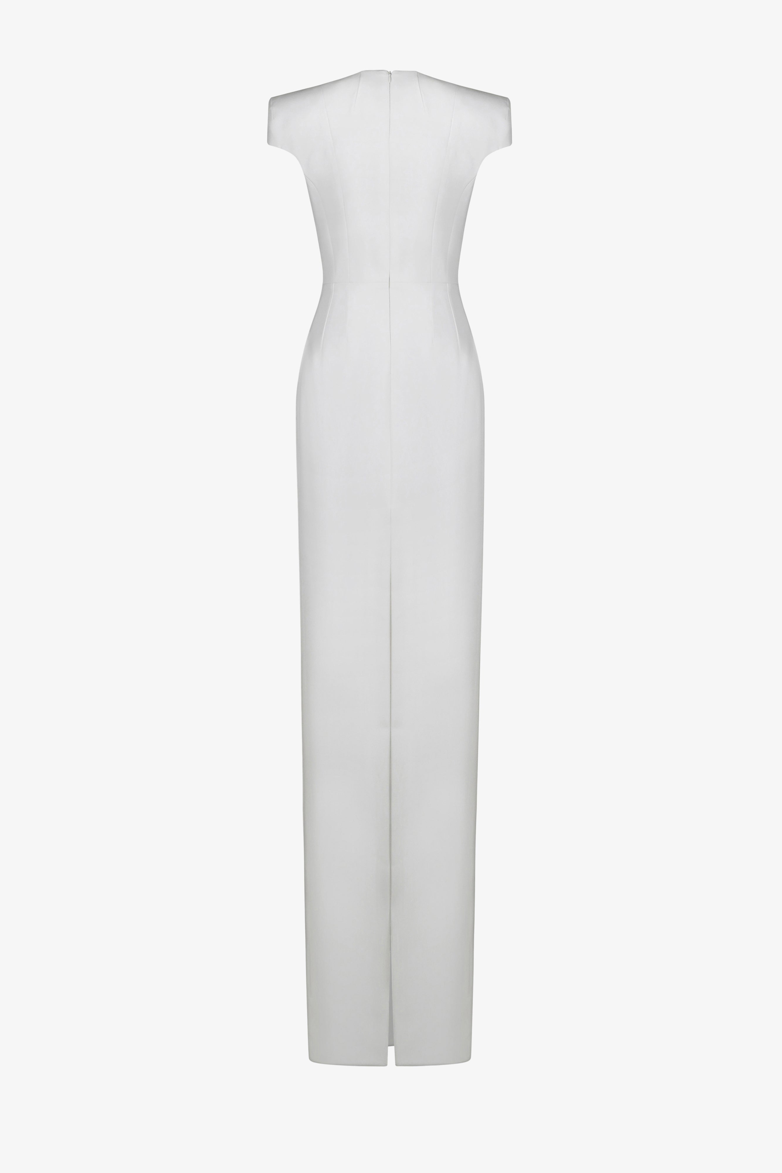 Broken diamond right shoulder dress