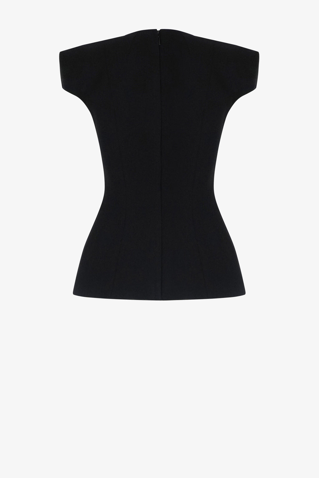 Round neckline square-cut shoulders top
