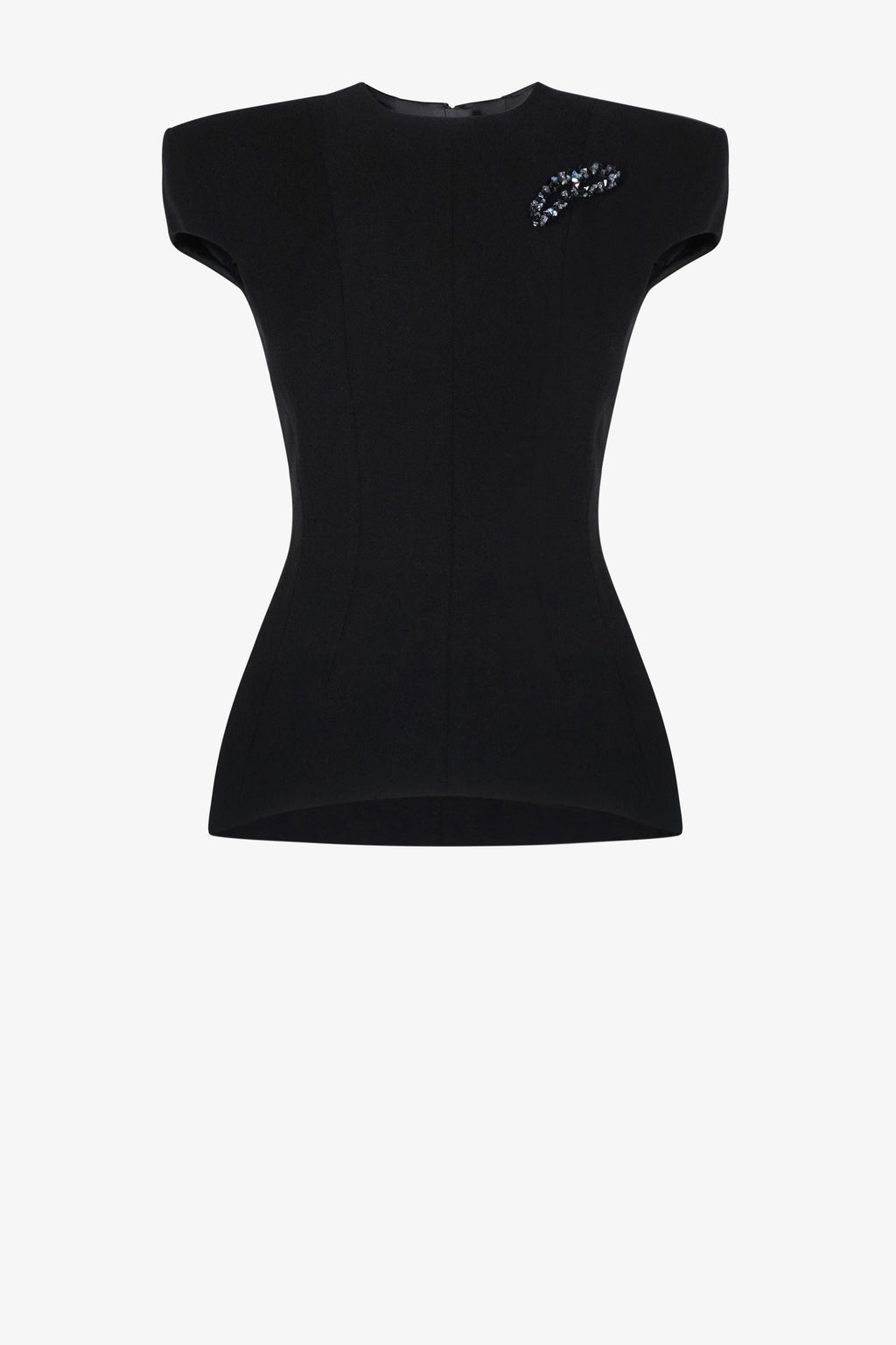 Round neckline square-cut shoulders top