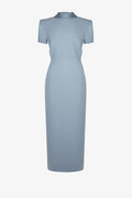 Round neck right angled shoulder dress