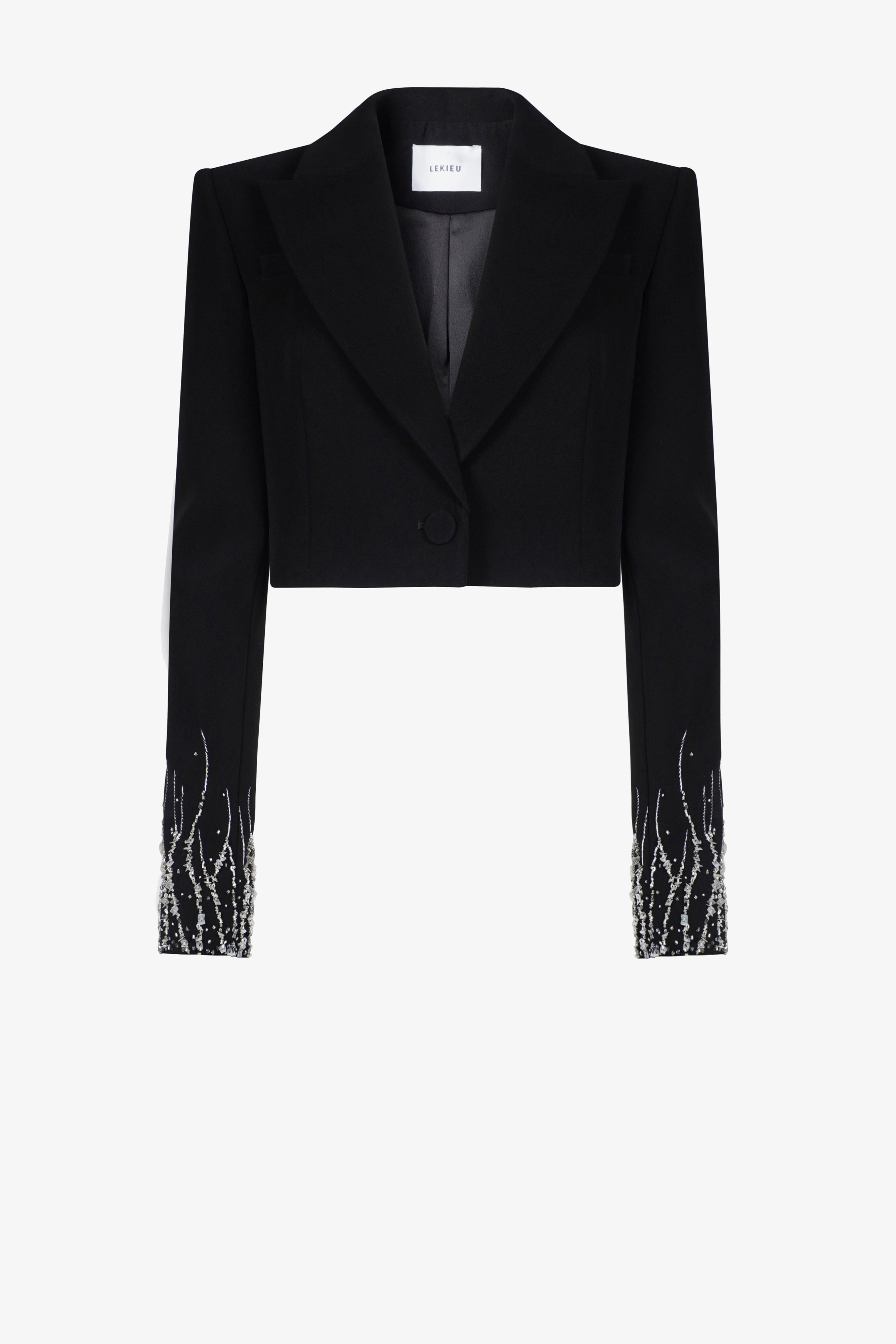 Embroidered Sleeves Wide Straps Blazer