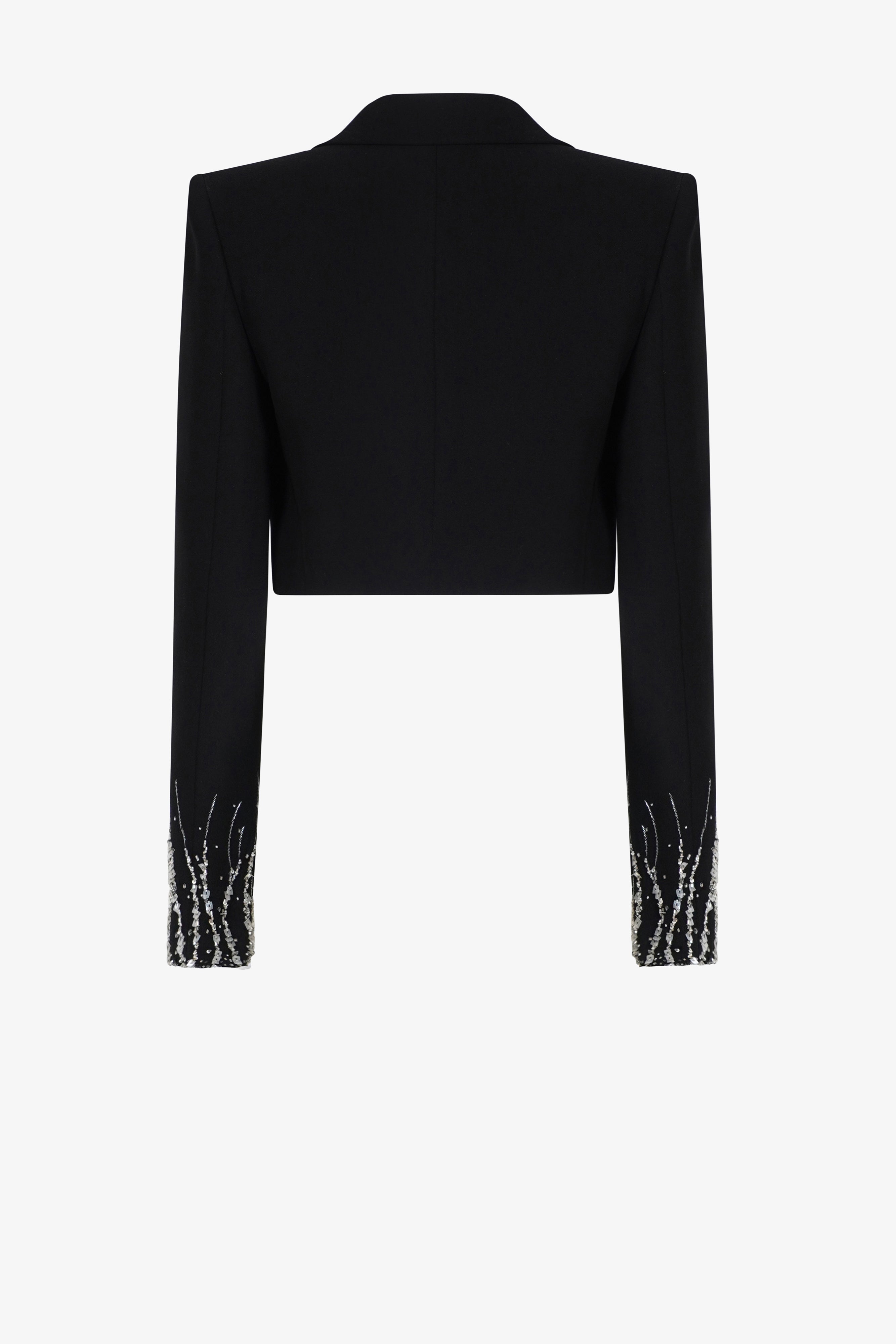 Embroidered Sleeves Wide Straps Blazer
