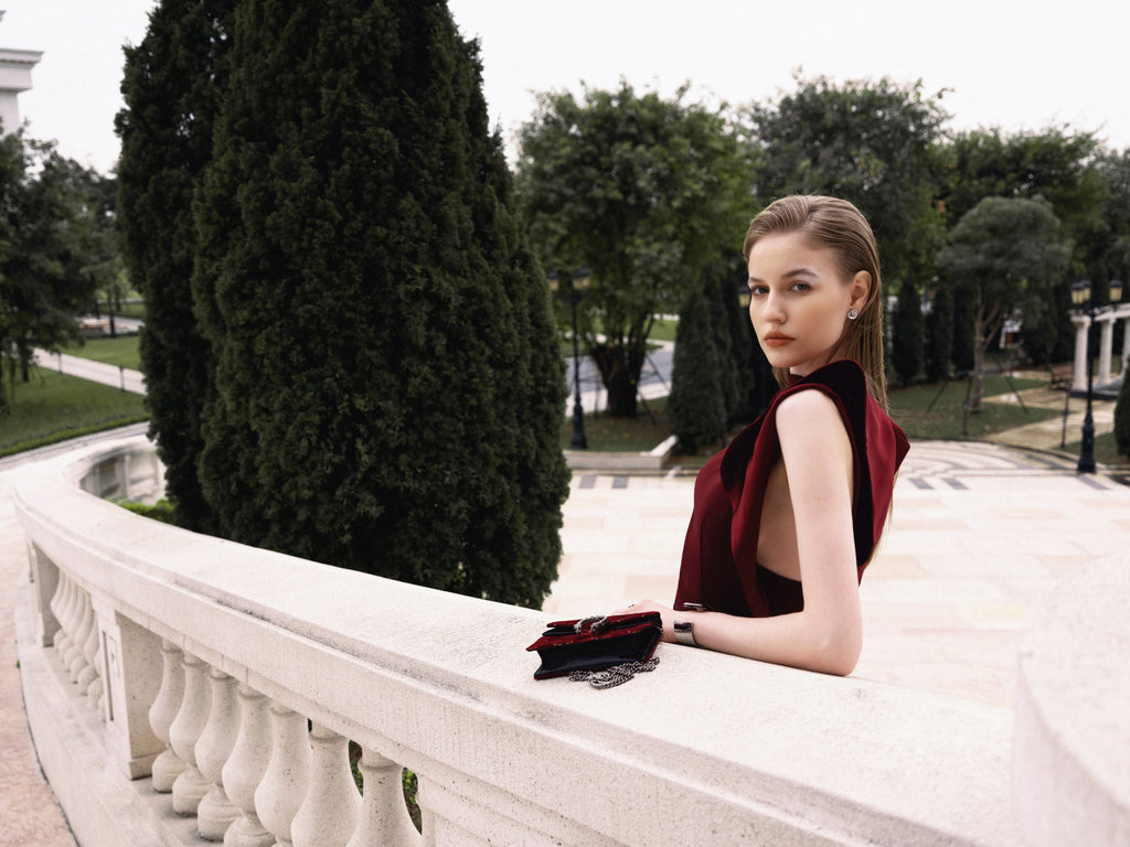 Single shoulder lotus leaf edge dress