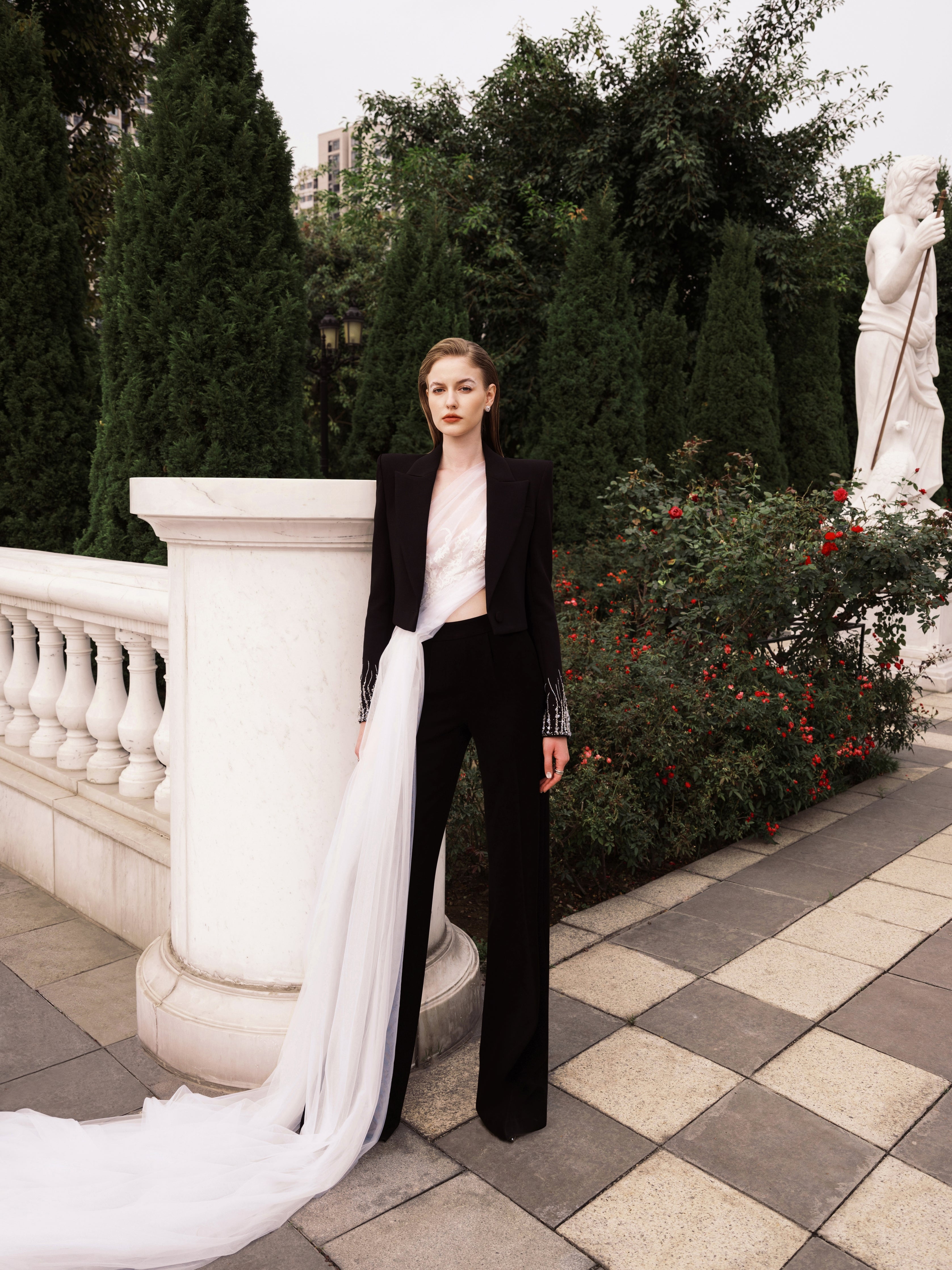 Crepe suit pants