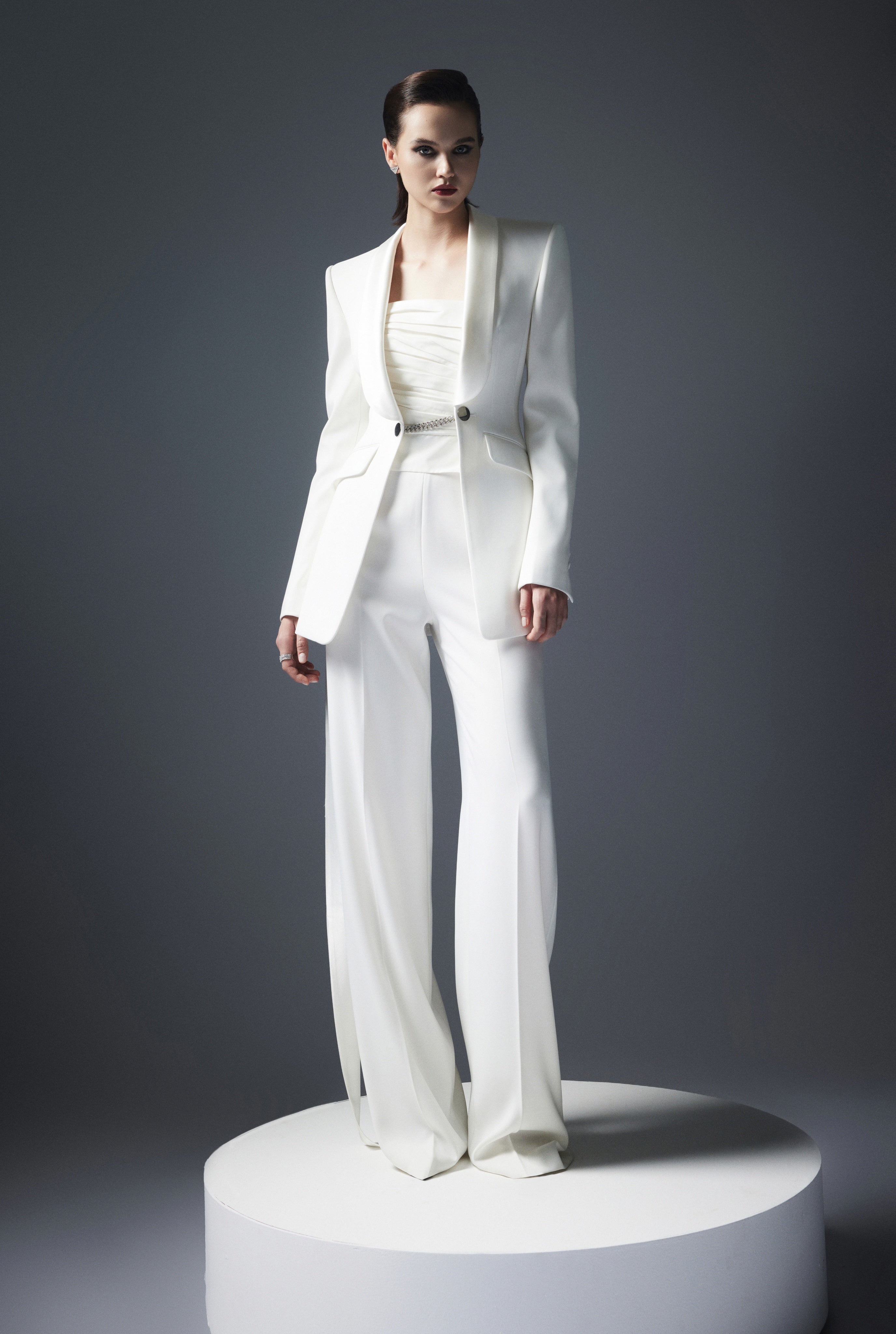 Satin notch collar blazer jacket