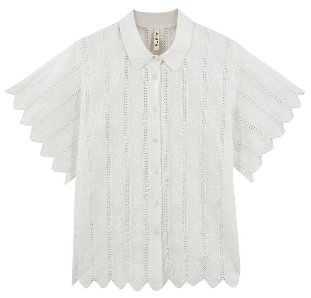 Harbour Blouse in White Vine Eyelet