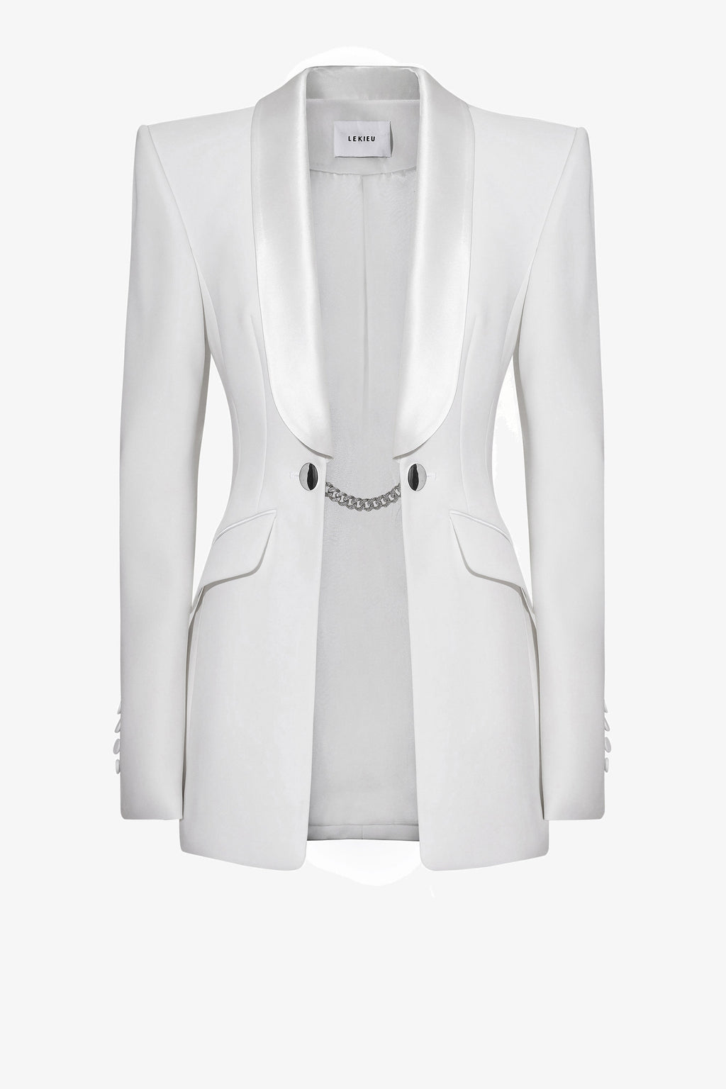 Satin notch collar blazer jacket