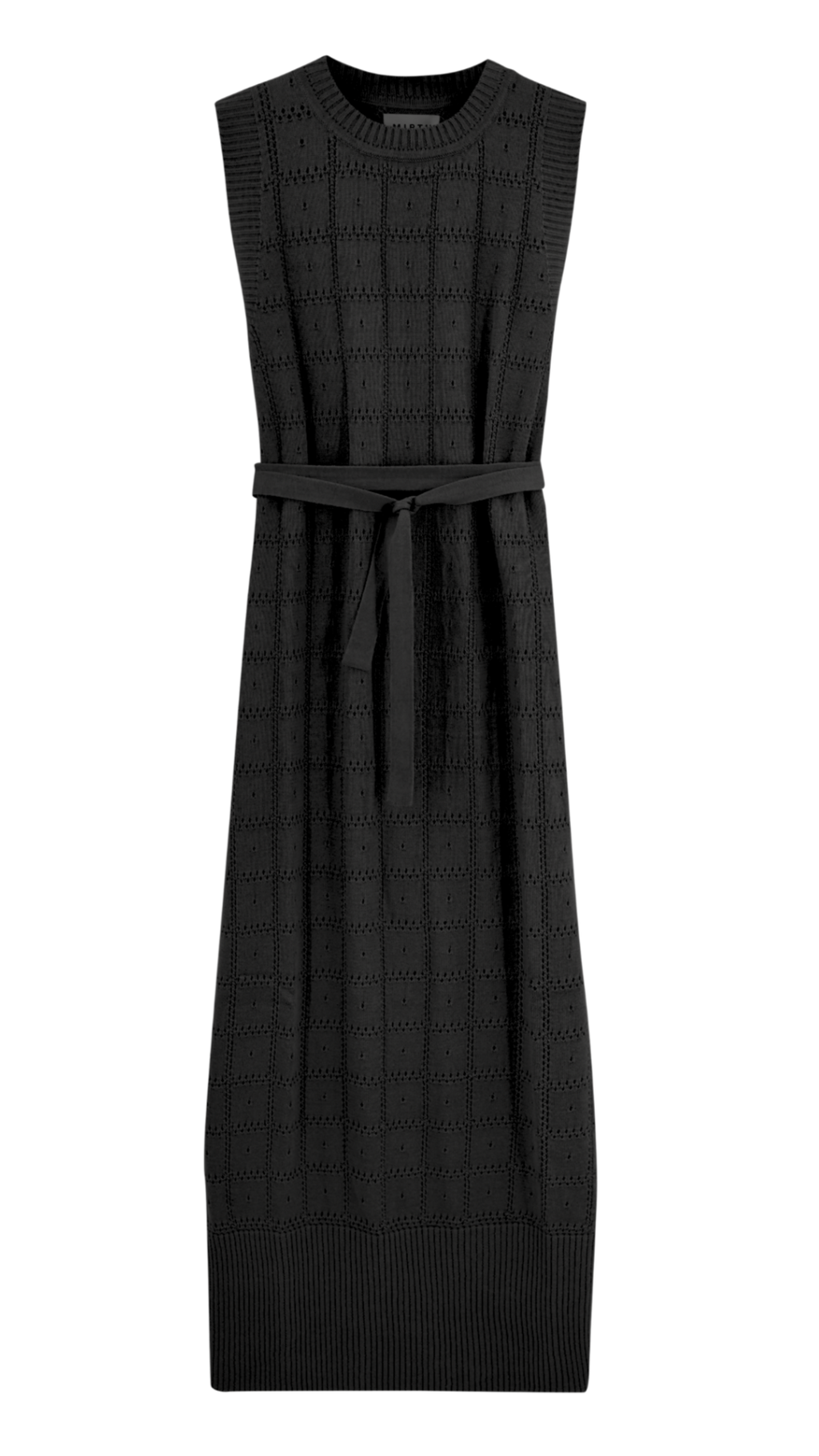 Pointelle Knit Dress in Black