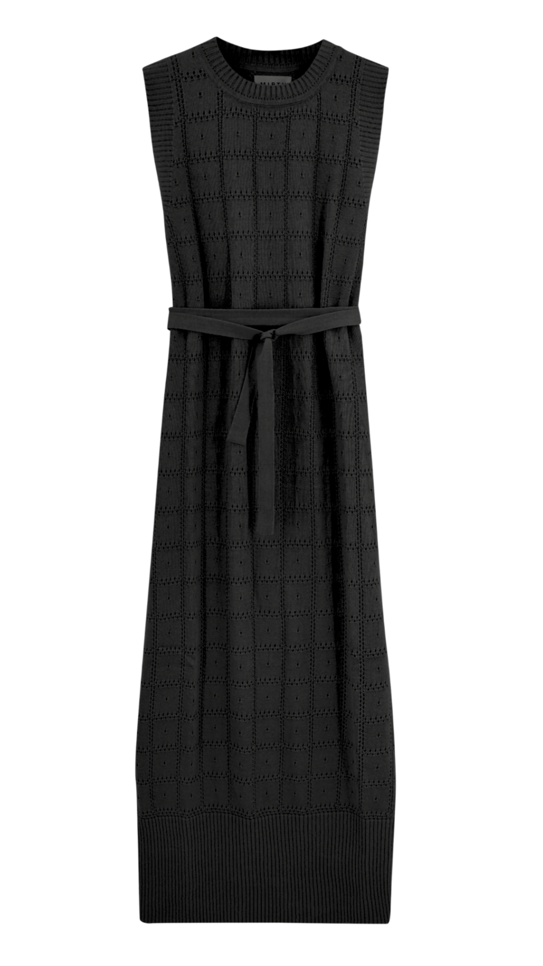 Pointelle Knit Dress in Black