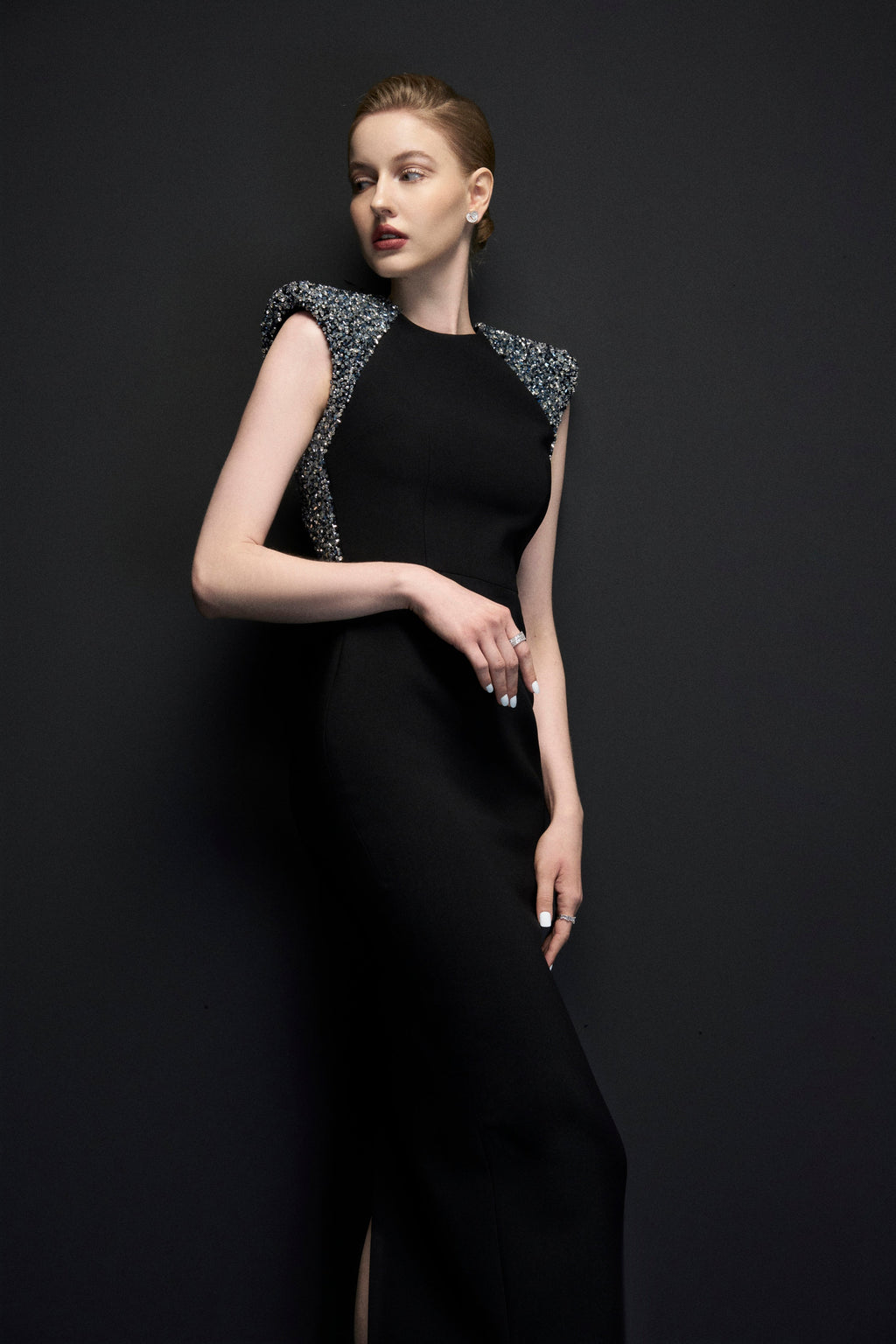 Shoulder connected crystal dress