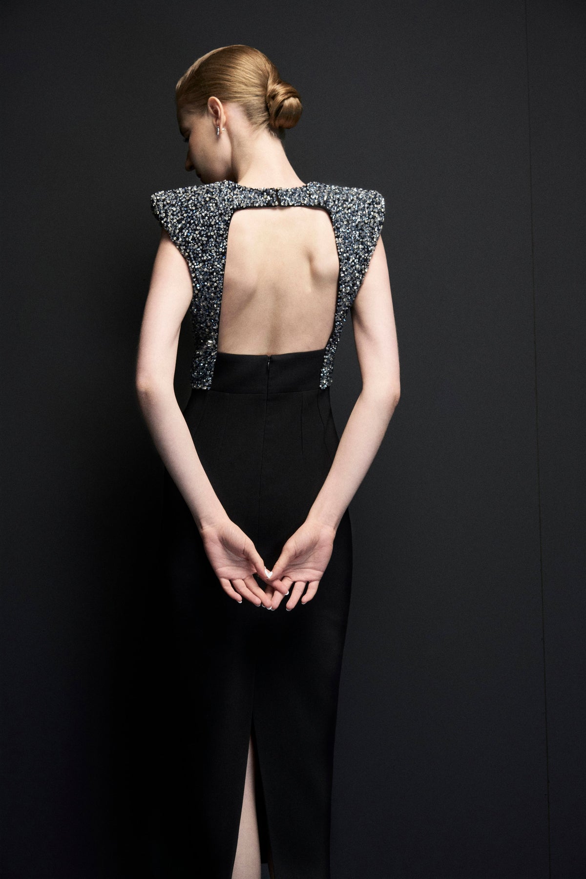 Shoulder connected crystal dress