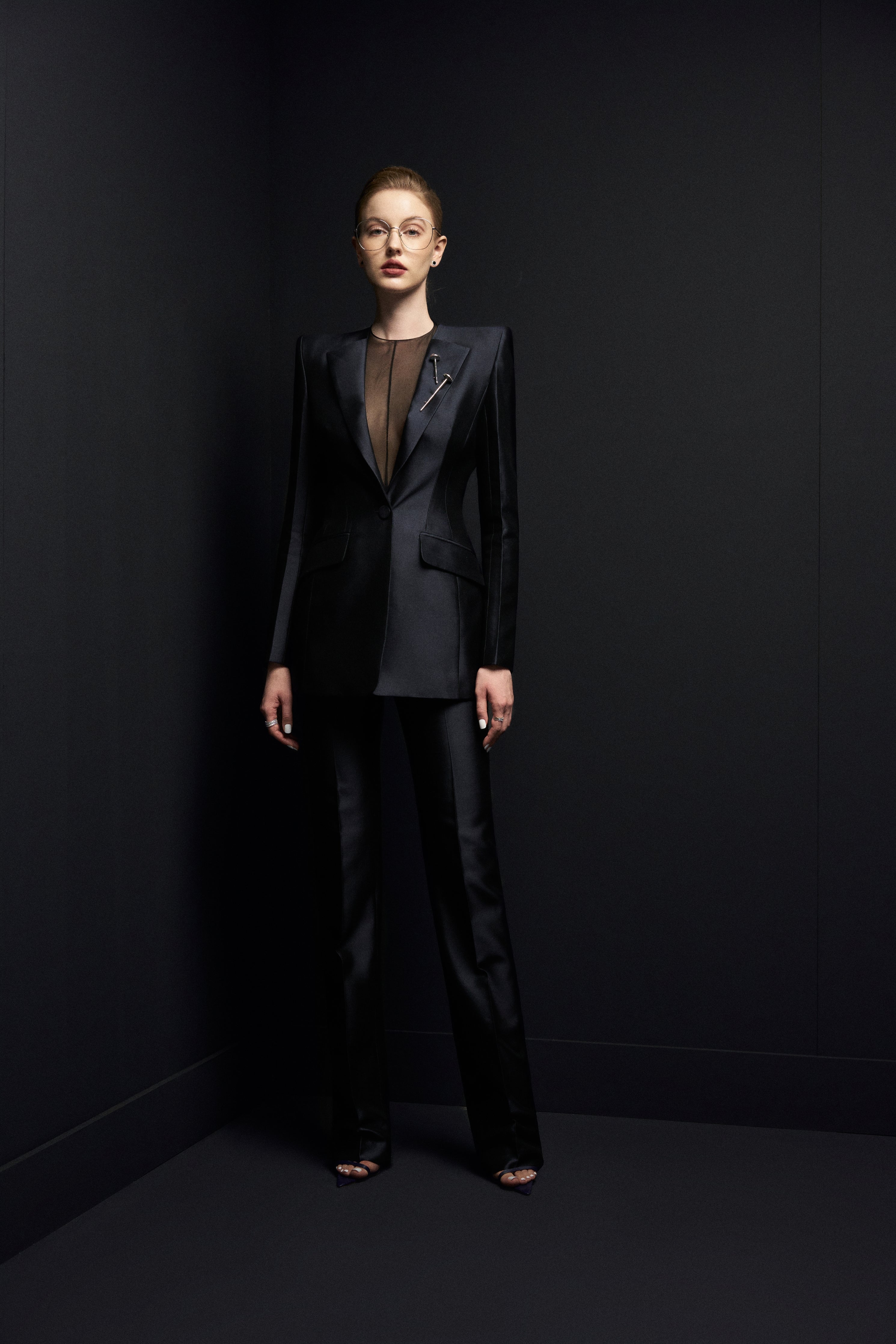 Taffeta straight leg pants