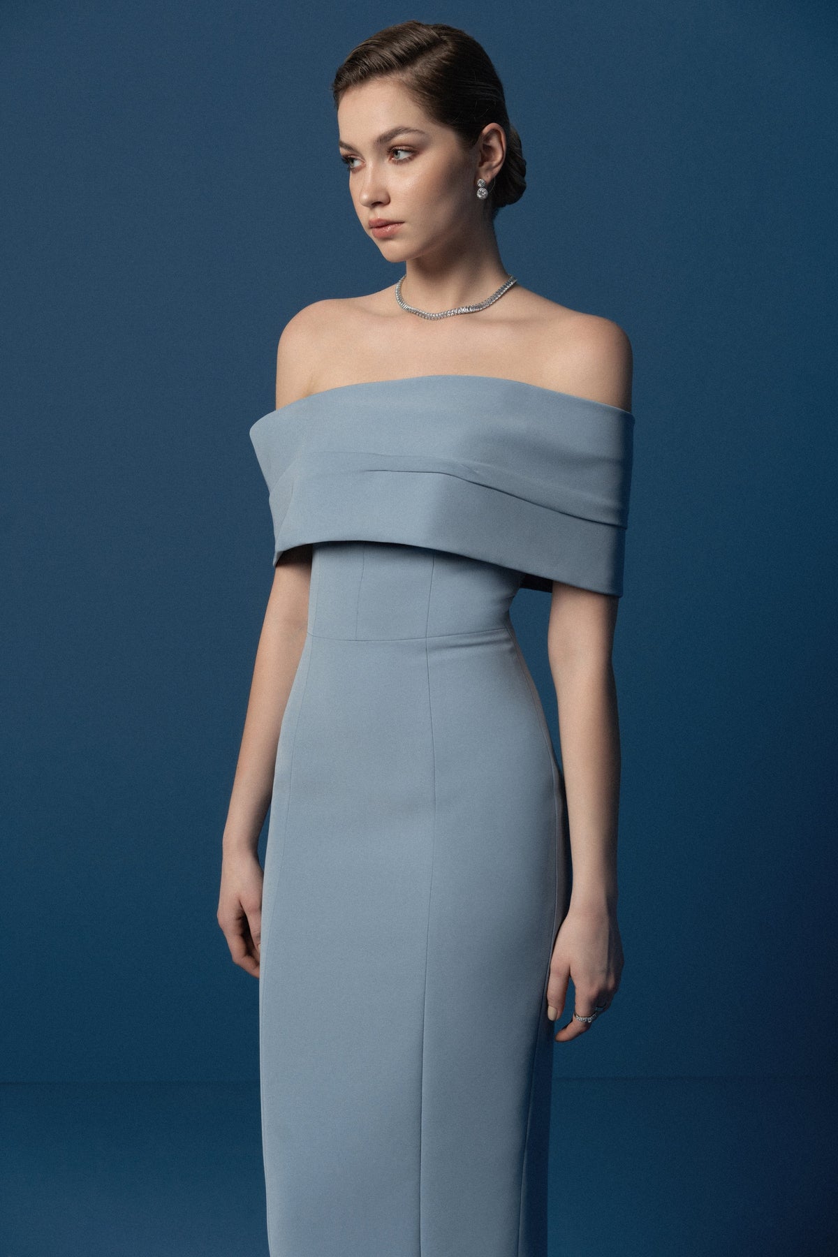 Pleated one shoulder dress