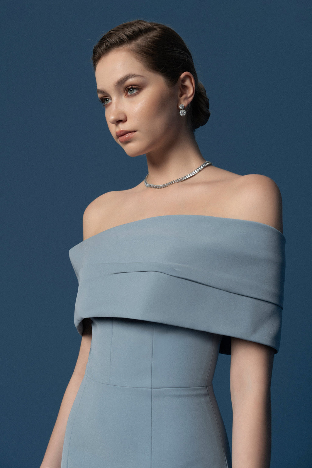 Pleated one shoulder dress